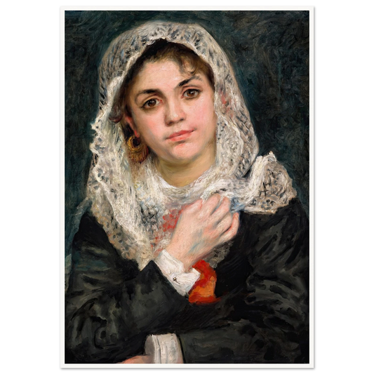 Lise in a White Shawl (c. 1872) Art Print | Pierre Auguste Renoir - Framed Poster - 30x40 cm / 12x16″ - Black frame