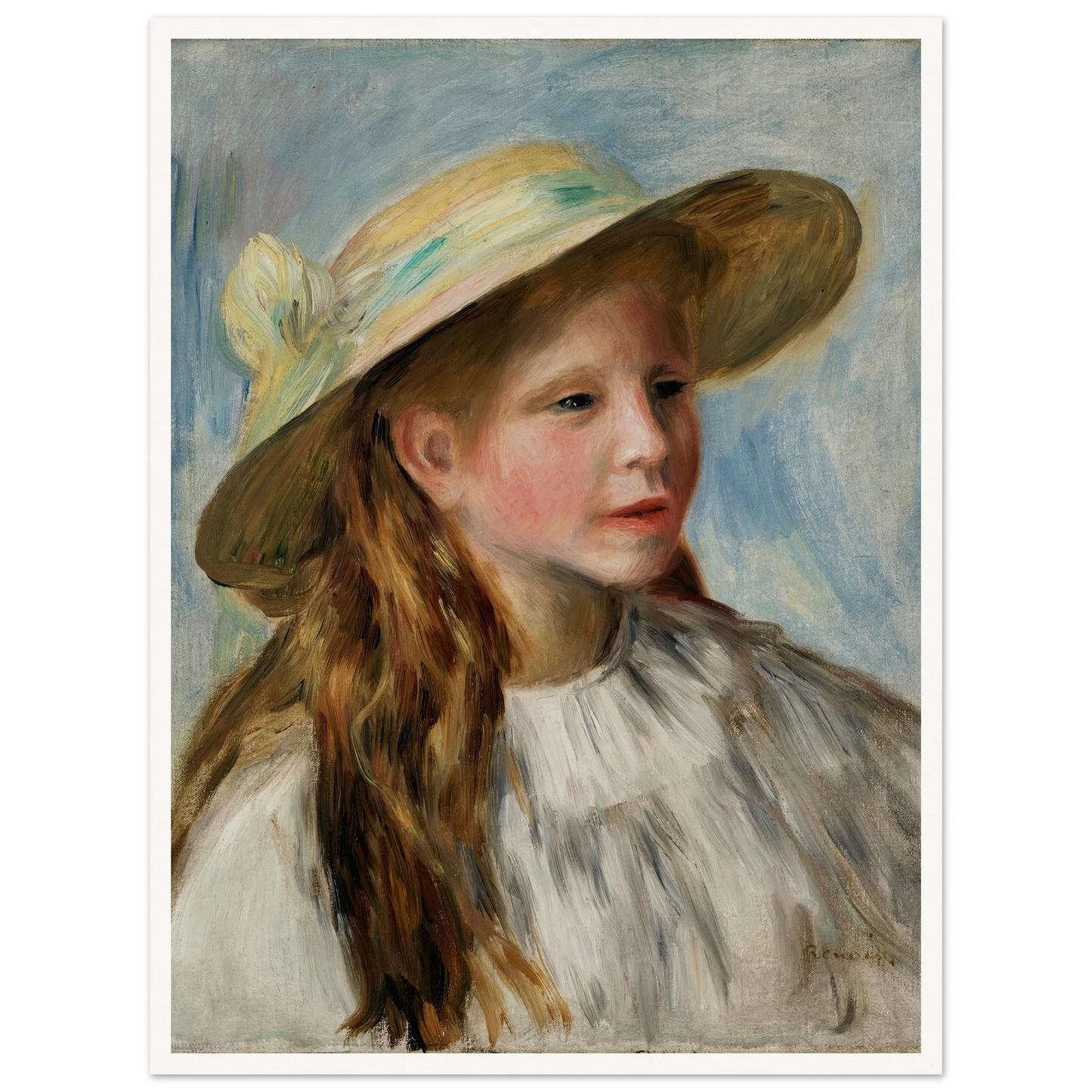 Little Girl With A Hat (Jeune Fille Au Chapeau) (1894) Art Print | Pierre Auguste Renoir - Framed Poster - 30x40 cm / 12x16″ - Black frame