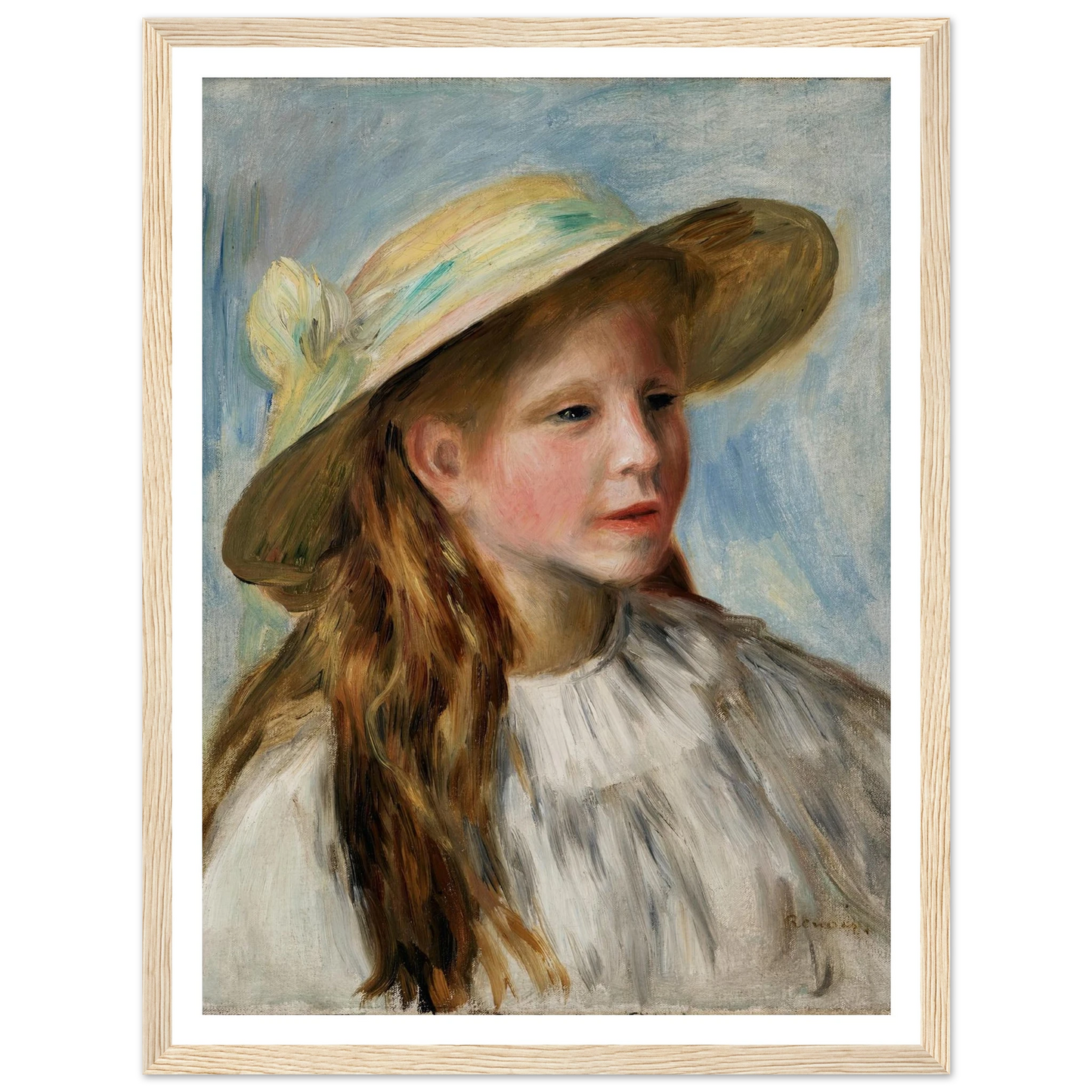 Little Girl With A Hat (Jeune Fille Au Chapeau) (1894) Art Print | Pierre Auguste Renoir - Framed Poster - 30x40 cm / 12x16″ - Black frame