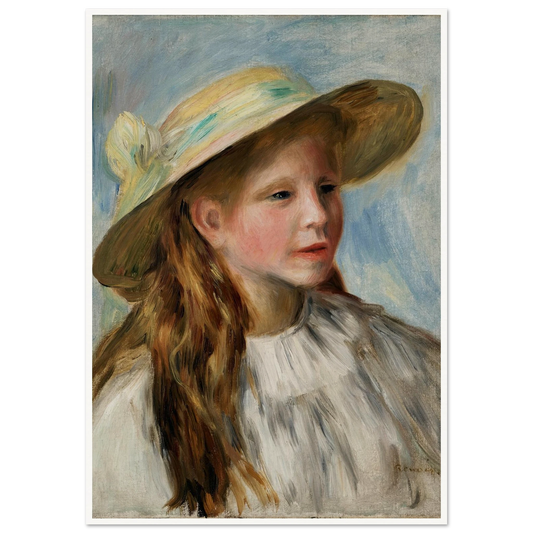 Little Girl With A Hat (Jeune Fille Au Chapeau) (1894) Art Print | Pierre Auguste Renoir - Framed Poster - 30x40 cm / 12x16″ - Black frame