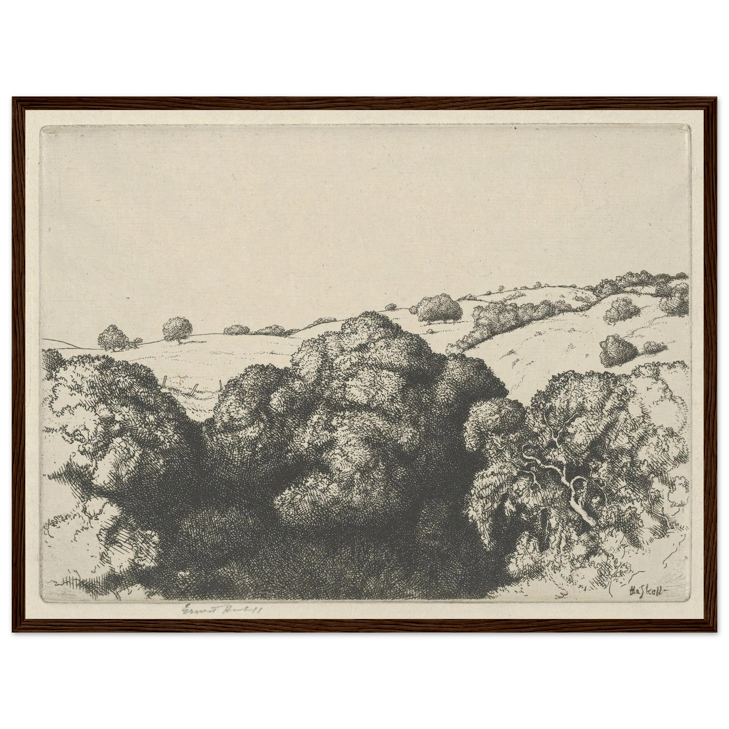 Live Oak Shadows (1900-1925) Art Print | Ernest Haskell - Framed Poster - 30x40 cm / 12x16″ - Black frame