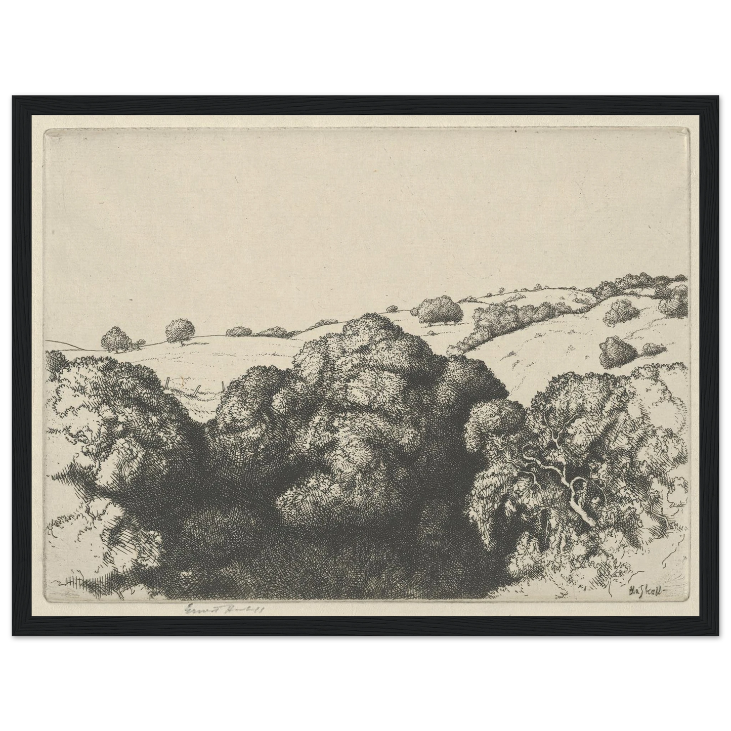 Live Oak Shadows (1900-1925) Art Print | Ernest Haskell - Framed Poster - 30x40 cm / 12x16″ - Black frame