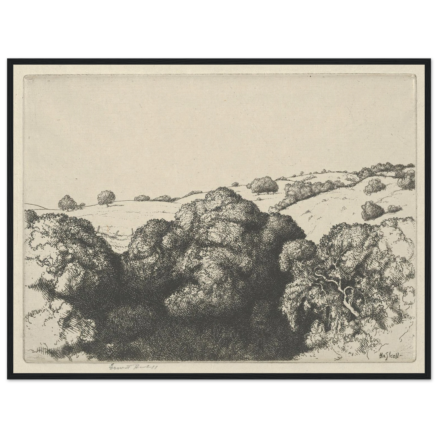 Live Oak Shadows (1900-1925) Art Print | Ernest Haskell - Framed Poster - 30x40 cm / 12x16″ - Black frame