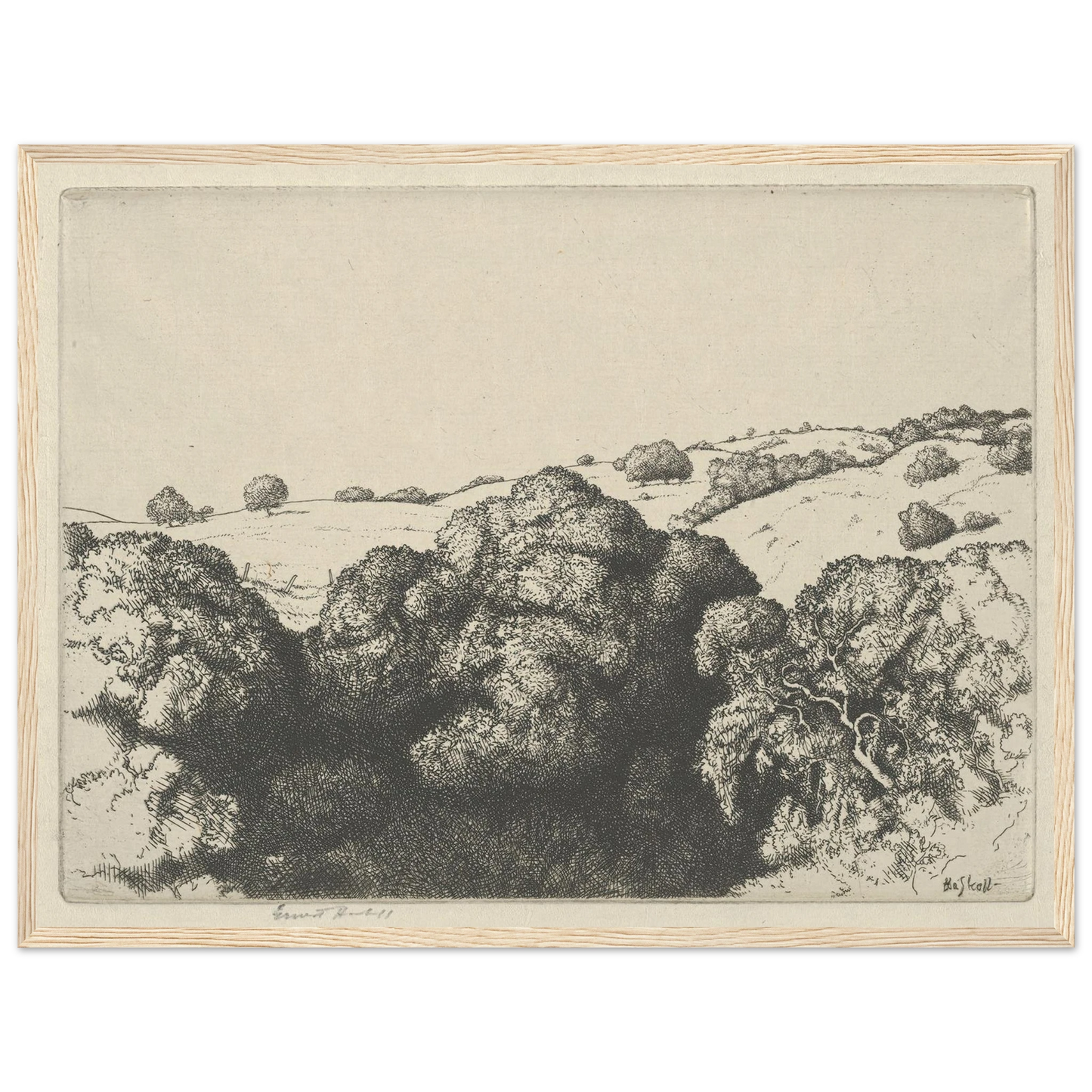 Live Oak Shadows (1900-1925) Art Print | Ernest Haskell - Framed Poster - 30x40 cm / 12x16″ - Black frame