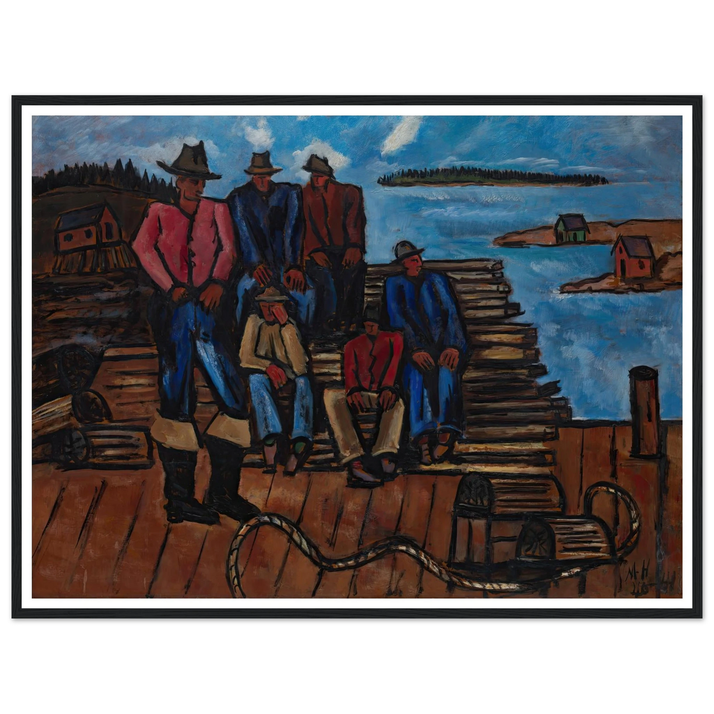 Lobster Fishermen (1940-1941) Art Print | Marsden Hartley - Framed Poster - 30x40 cm / 12x16″ - Black frame