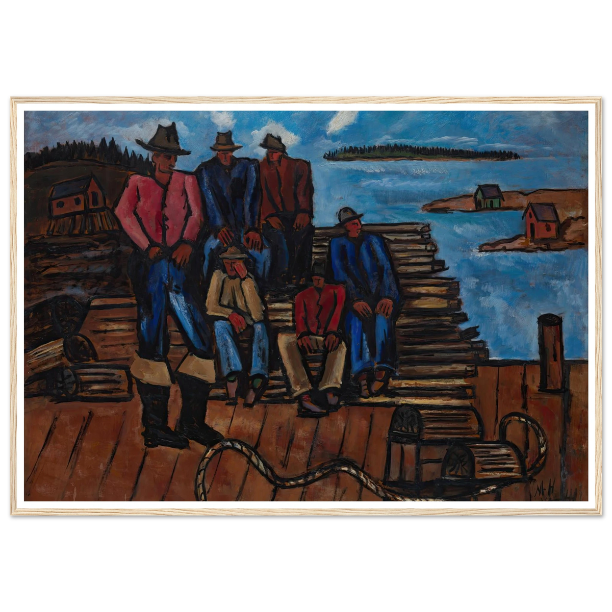 Lobster Fishermen (1940-1941) Art Print | Marsden Hartley - Framed Poster - 30x40 cm / 12x16″ - Black frame