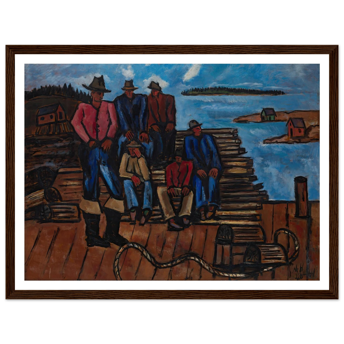 Lobster Fishermen (1940-1941) Art Print | Marsden Hartley - Framed Poster - 30x40 cm / 12x16″ - Black frame