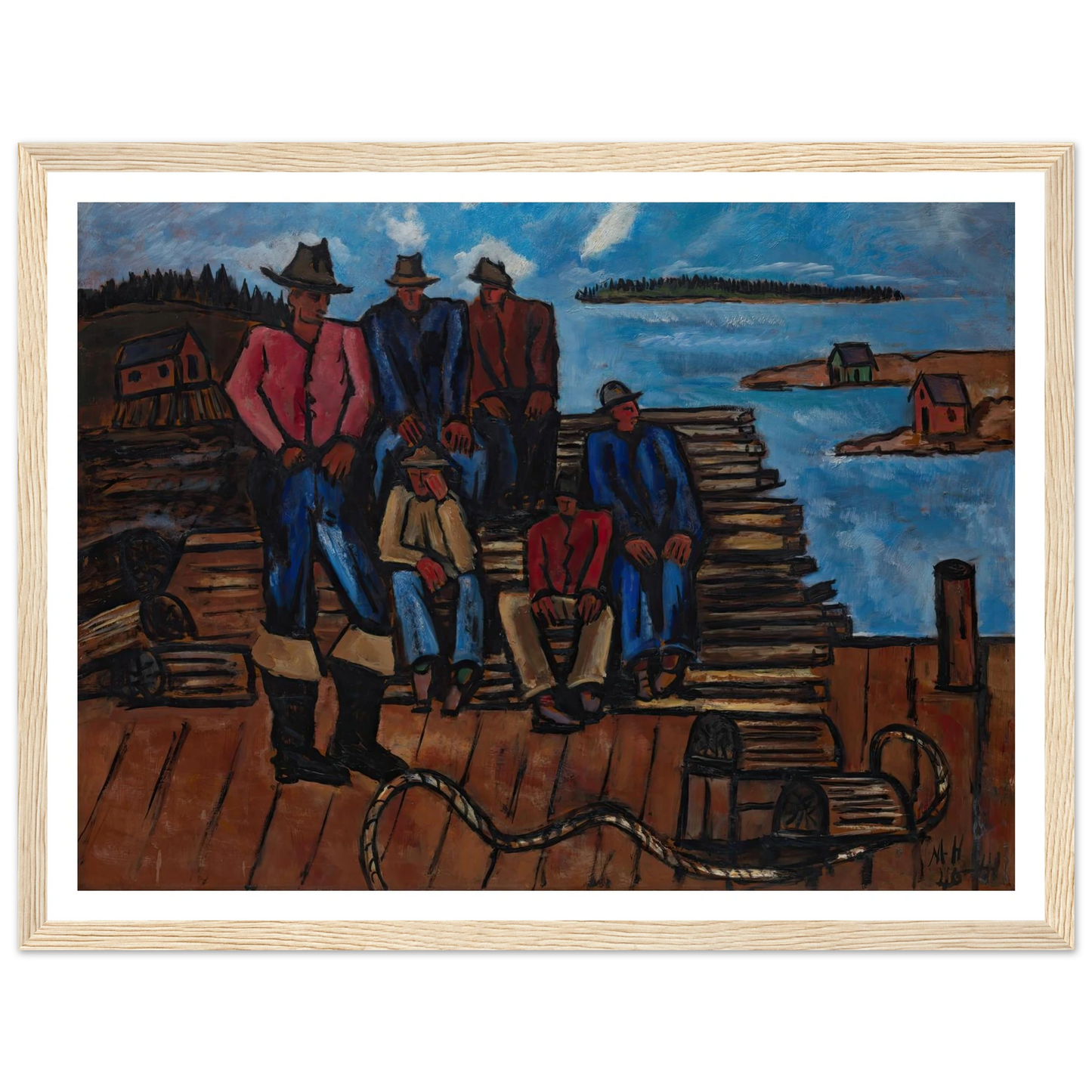 Lobster Fishermen (1940-1941) Art Print | Marsden Hartley - Framed Poster - 30x40 cm / 12x16″ - Black frame