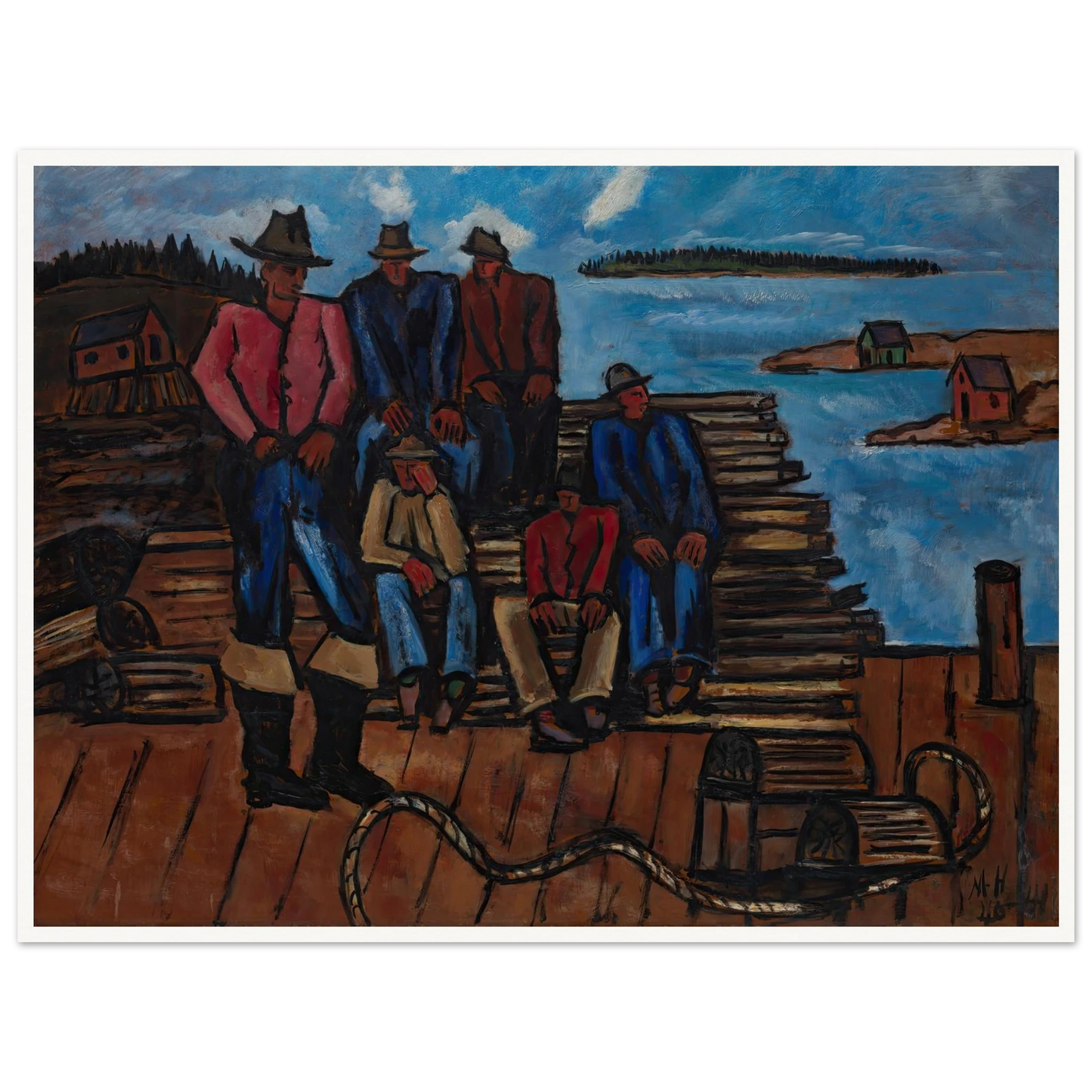 Lobster Fishermen (1940-1941) Art Print | Marsden Hartley - Framed Poster - 30x40 cm / 12x16″ - Black frame