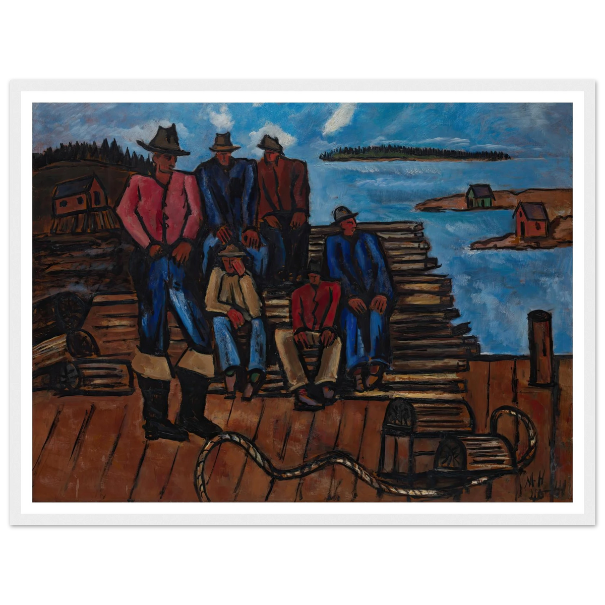 Lobster Fishermen (1940-1941) Art Print | Marsden Hartley - Framed Poster - 30x40 cm / 12x16″ - Black frame
