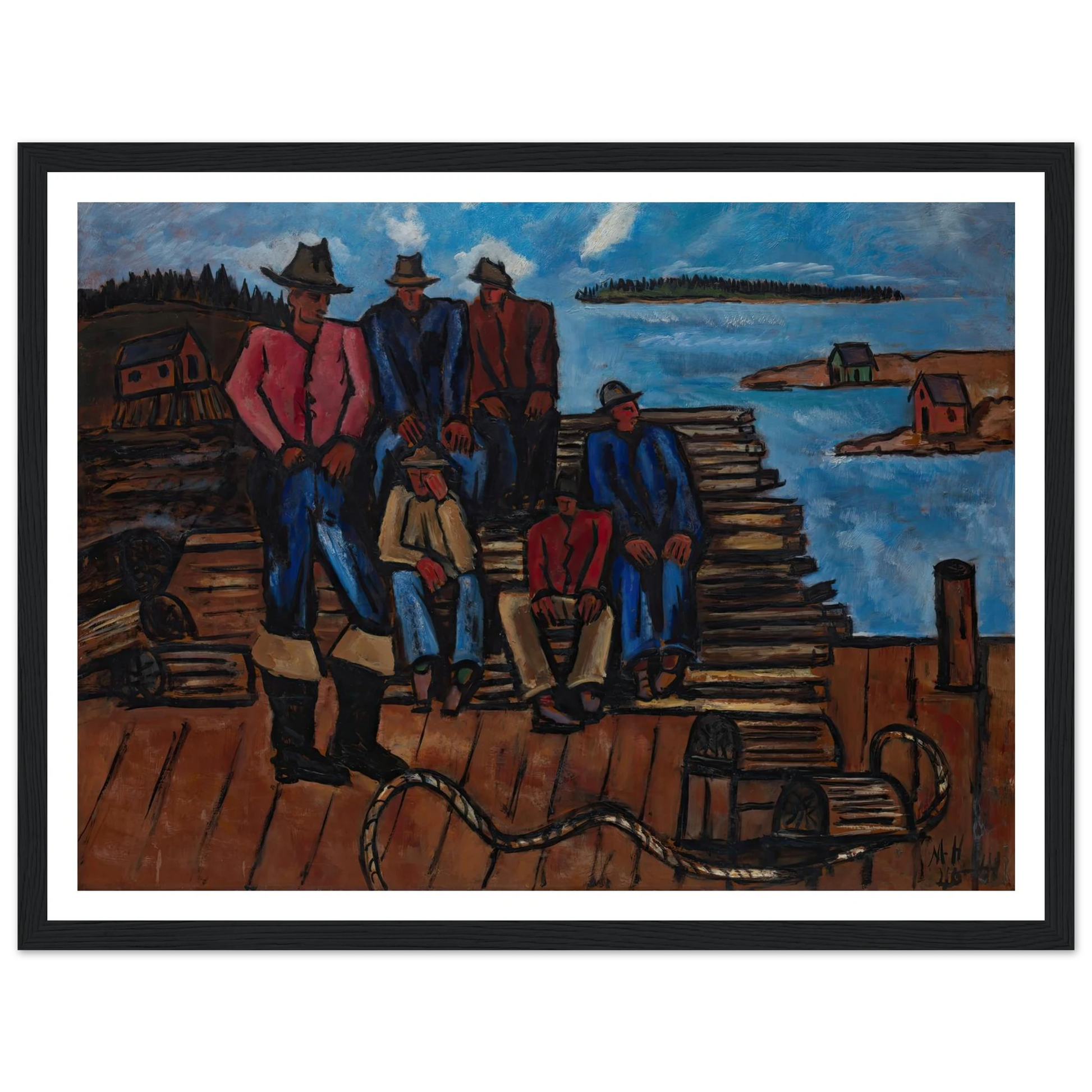 Lobster Fishermen (1940-1941) Art Print | Marsden Hartley - Framed Poster - 30x40 cm / 12x16″ - Black frame
