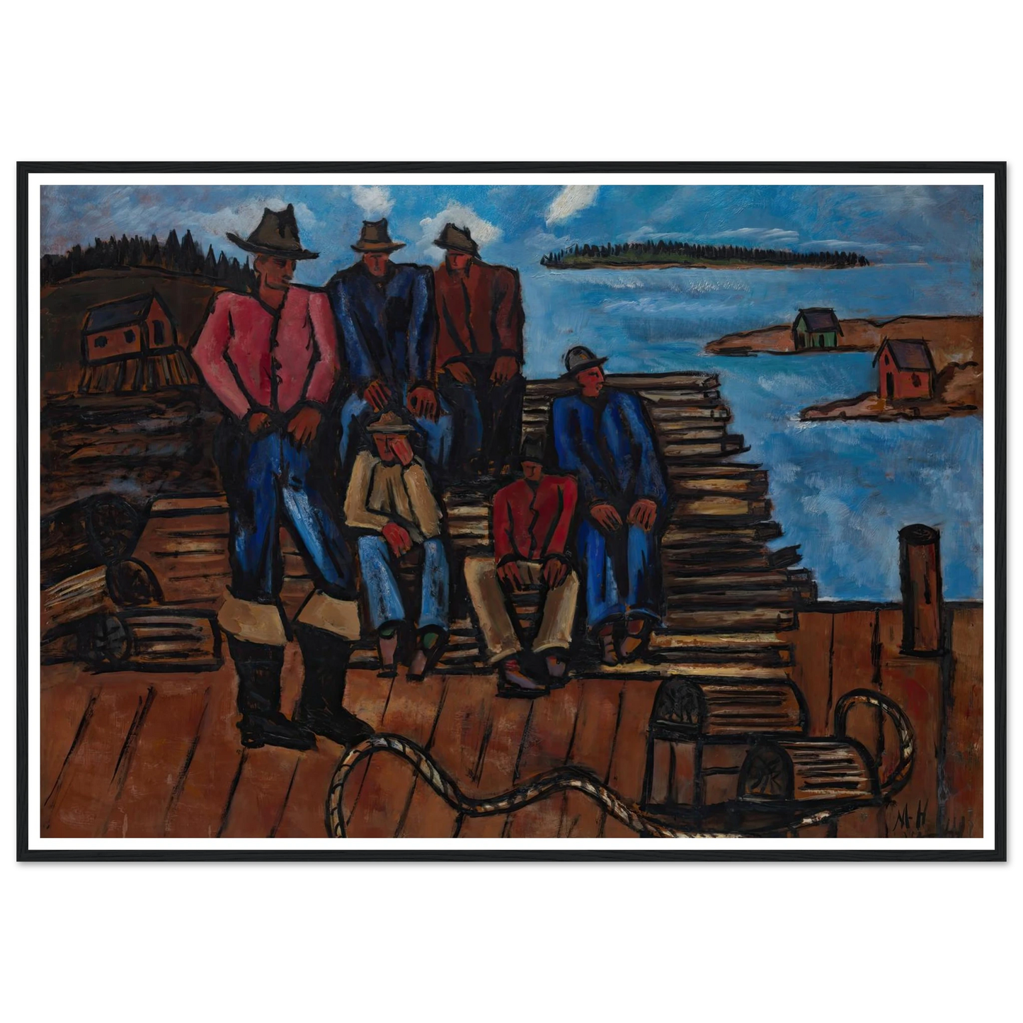 Lobster Fishermen (1940-1941) Art Print | Marsden Hartley - Framed Poster - 30x40 cm / 12x16″ - Black frame
