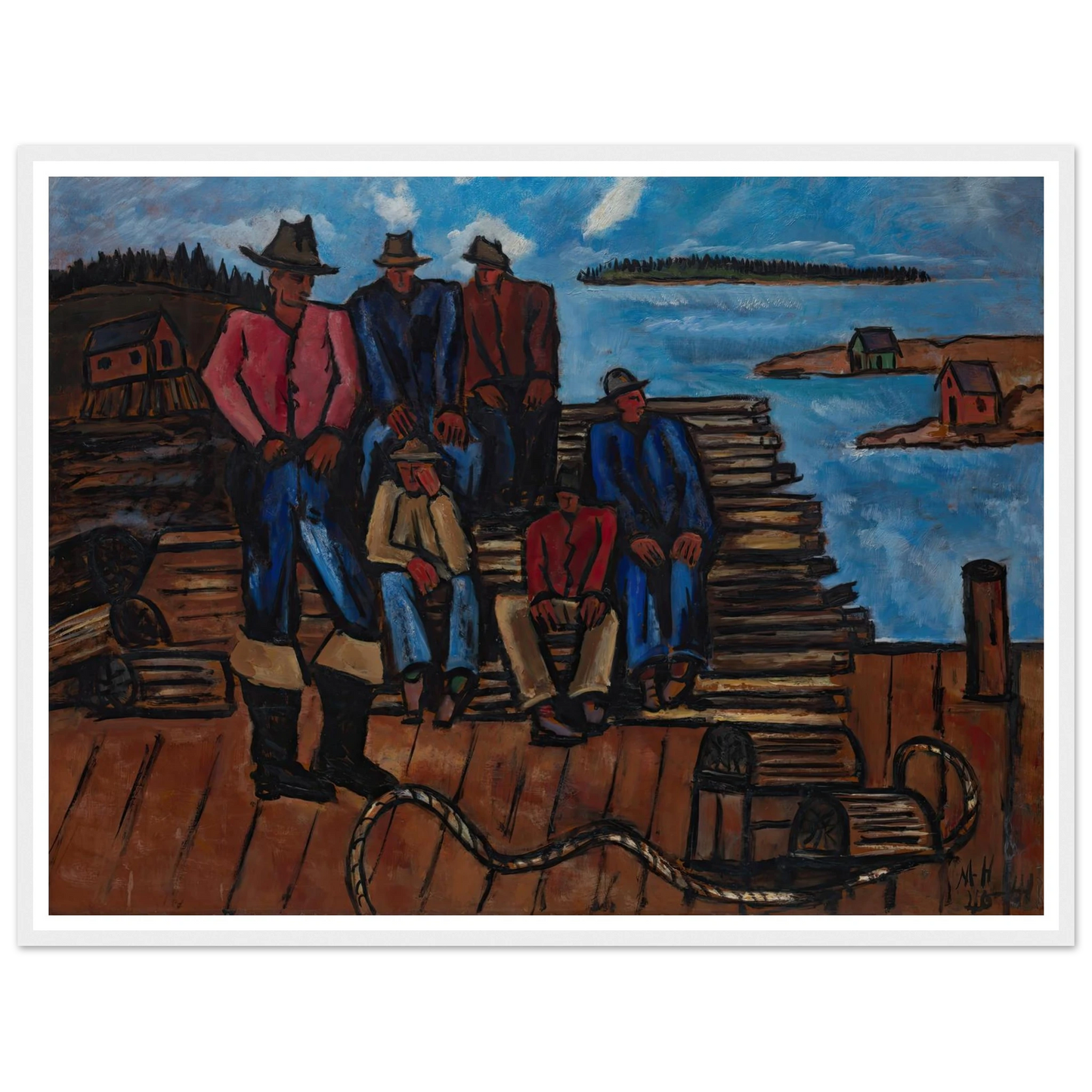 Lobster Fishermen (1940-1941) Art Print | Marsden Hartley - Framed Poster - 30x40 cm / 12x16″ - Black frame