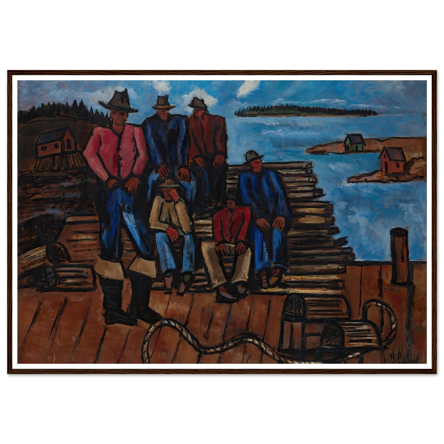 Lobster Fishermen (1940-1941) Art Print | Marsden Hartley - Framed Poster - 30x40 cm / 12x16″ - Black frame