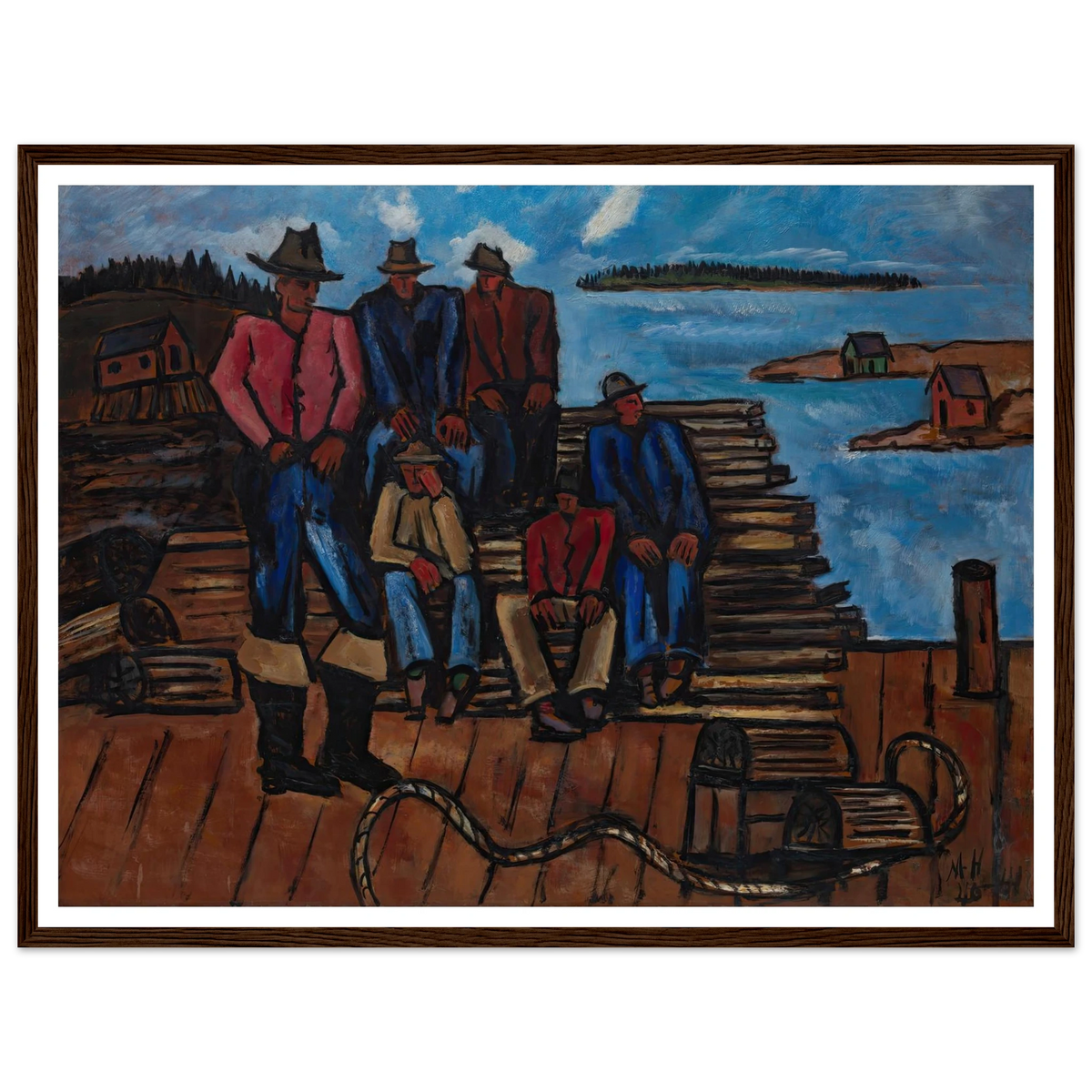 Lobster Fishermen (1940-1941) Art Print | Marsden Hartley - Framed Poster - 30x40 cm / 12x16″ - Black frame