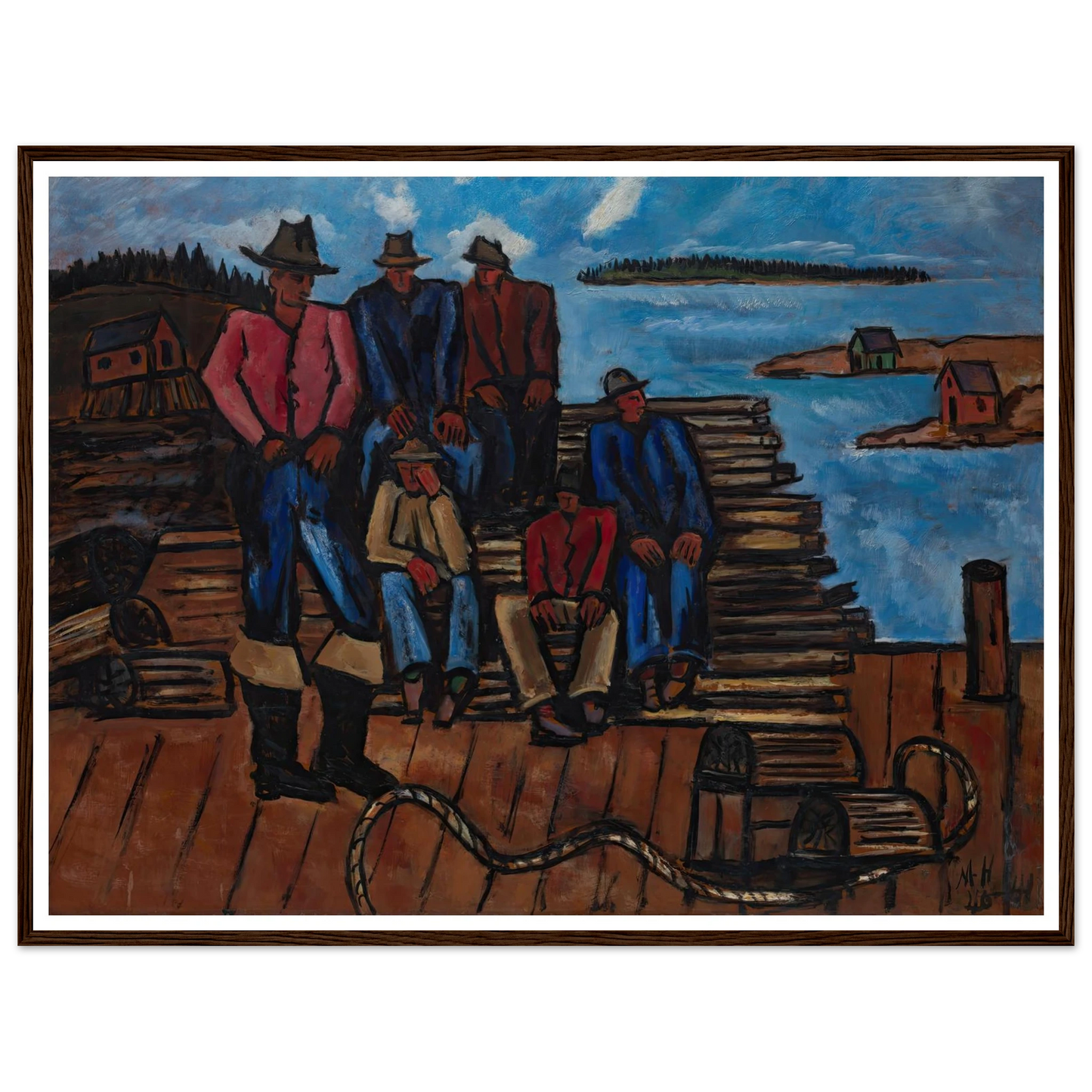 Lobster Fishermen (1940-1941) Art Print | Marsden Hartley - Framed Poster - 30x40 cm / 12x16″ - Black frame