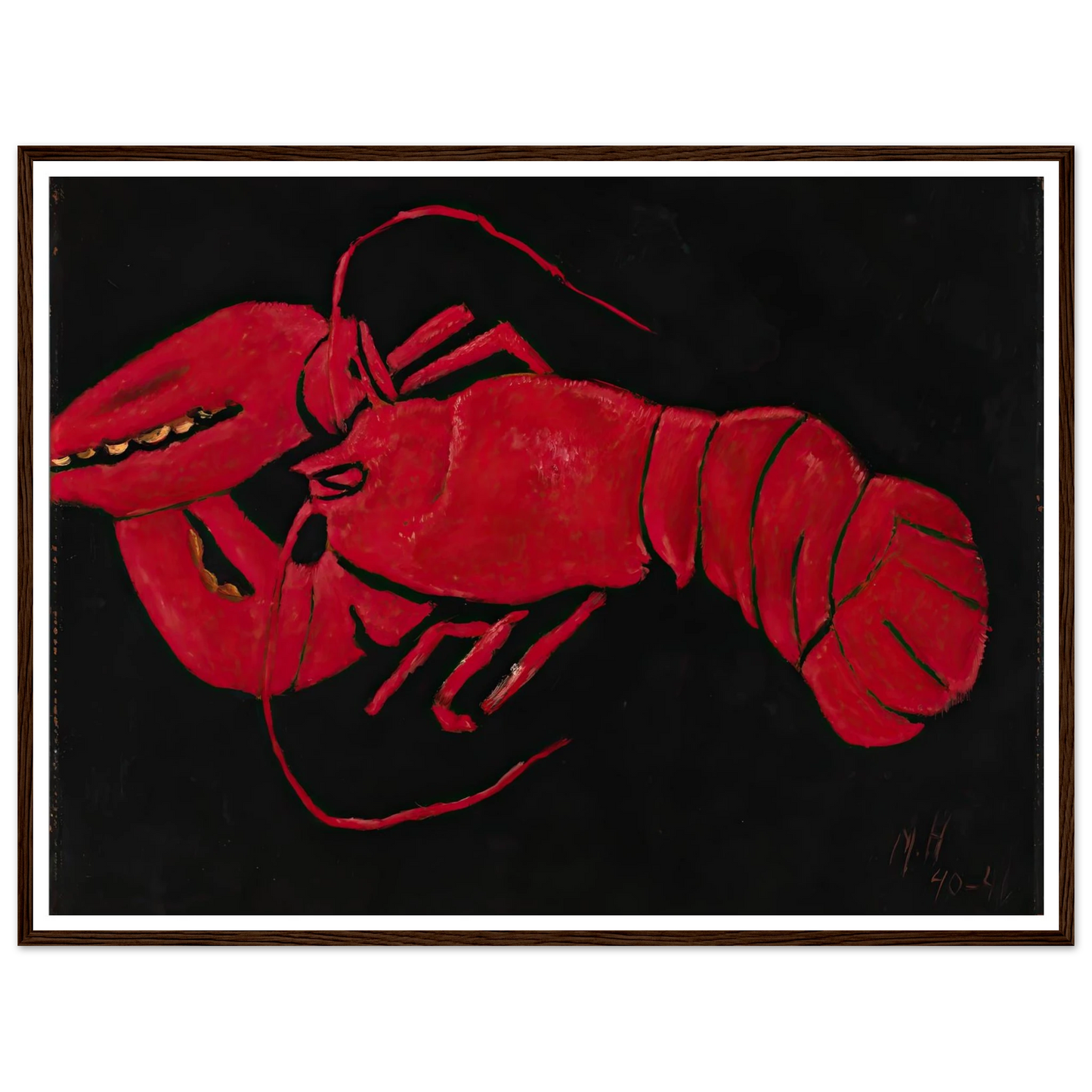 Lobster on Black Background (1940-1941) Art Print | Marsden Hartley - Framed Poster - 30x40 cm / 12x16″ - Black frame