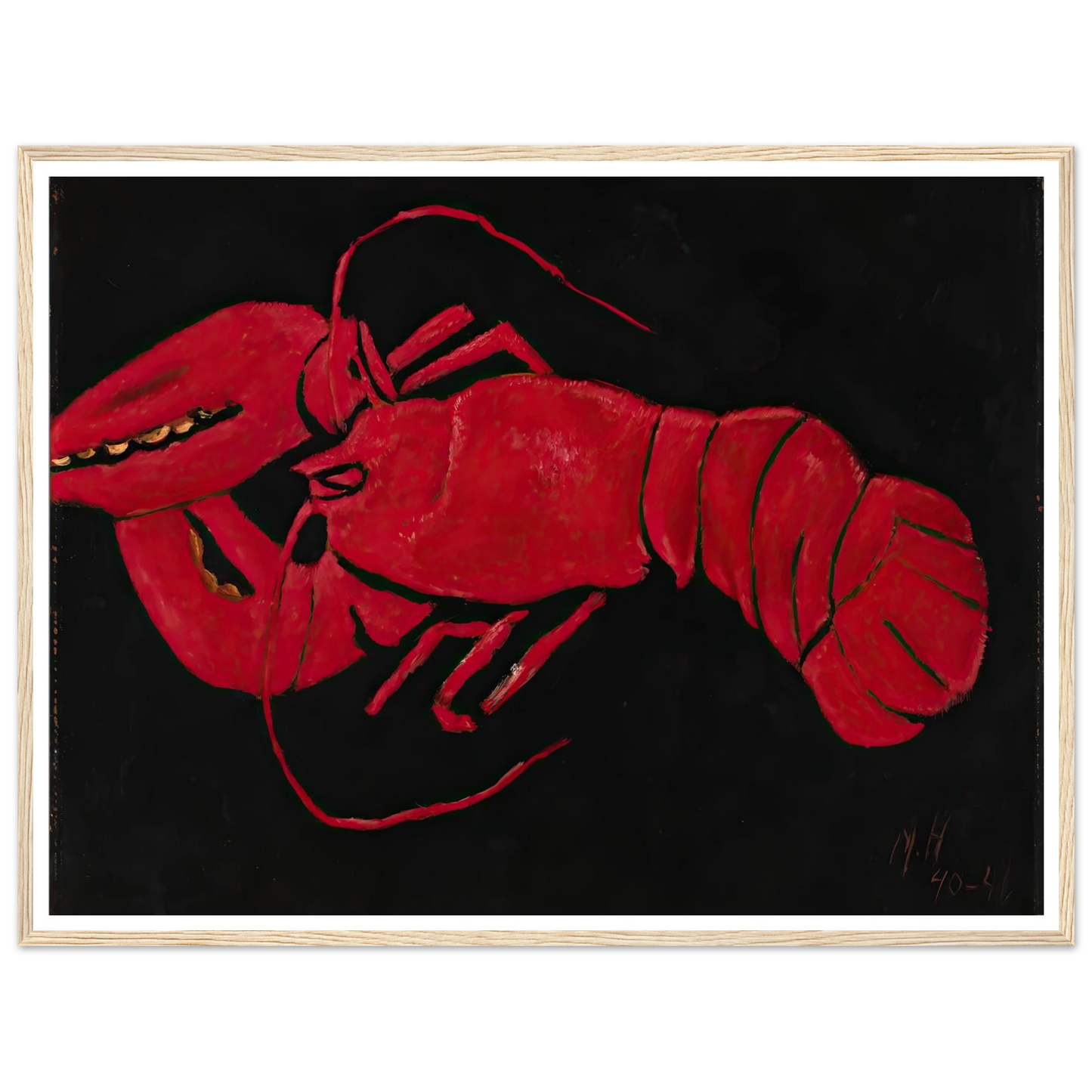 Lobster on Black Background (1940-1941) Art Print | Marsden Hartley - Framed Poster - 30x40 cm / 12x16″ - Black frame