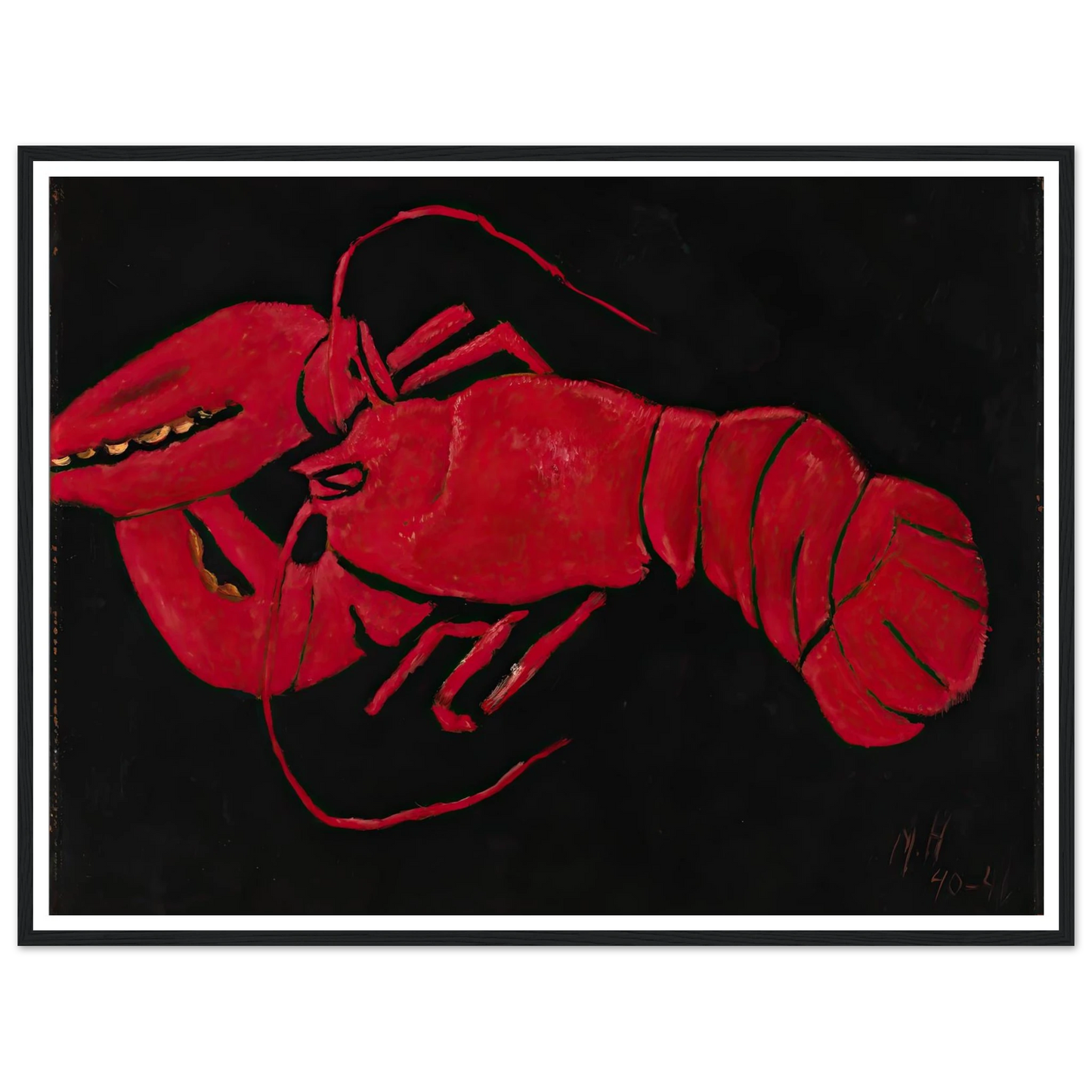 Lobster on Black Background (1940-1941) Art Print | Marsden Hartley - Framed Poster - 30x40 cm / 12x16″ - Black frame