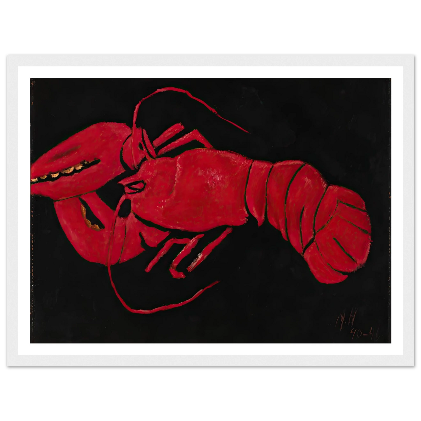 Lobster on Black Background (1940-1941) Art Print | Marsden Hartley - Framed Poster - 30x40 cm / 12x16″ - Black frame