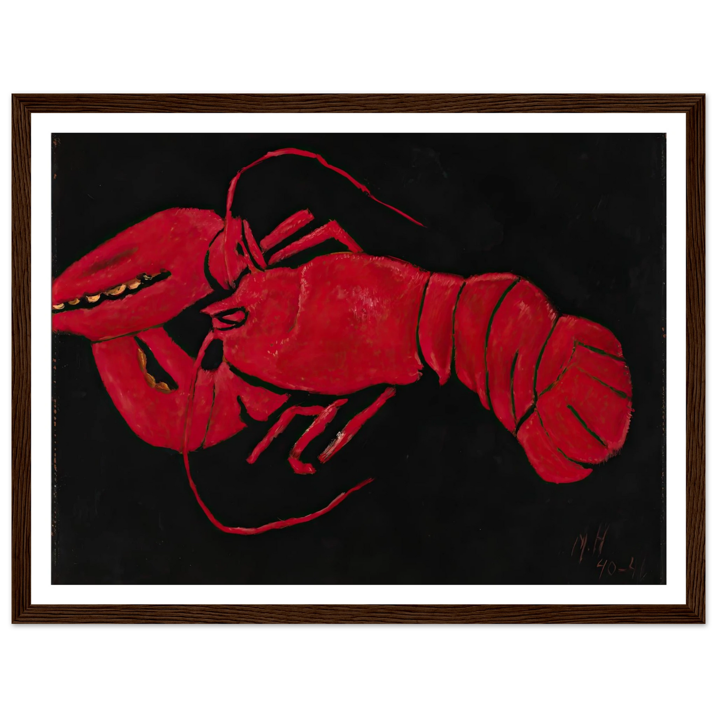 Lobster on Black Background (1940-1941) Art Print | Marsden Hartley - Framed Poster - 30x40 cm / 12x16″ - Black frame