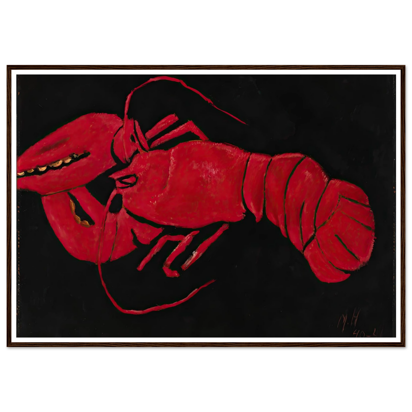 Lobster on Black Background (1940-1941) Art Print | Marsden Hartley - Framed Poster - 30x40 cm / 12x16″ - Black frame