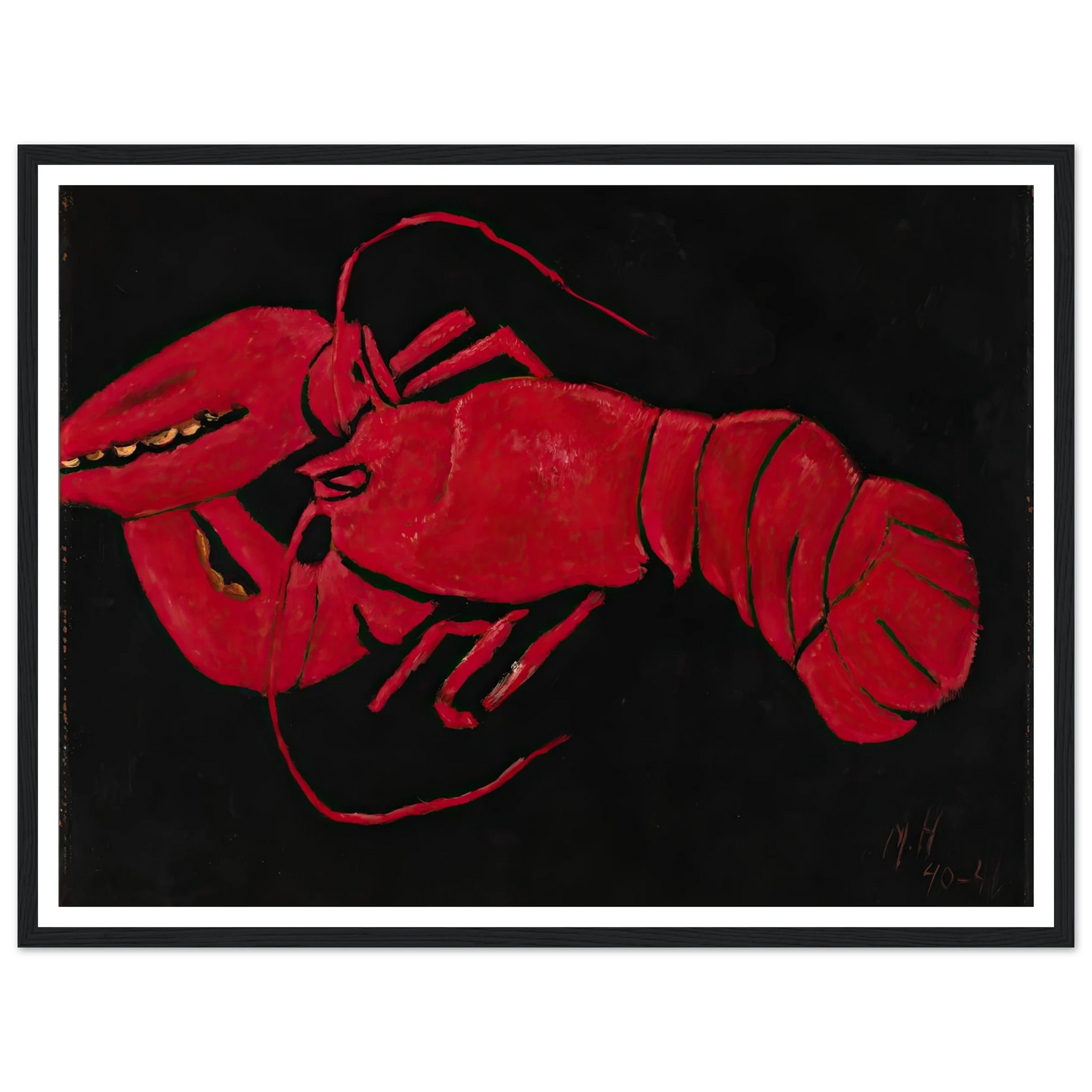 Lobster on Black Background (1940-1941) Art Print | Marsden Hartley - Framed Poster - 30x40 cm / 12x16″ - Black frame