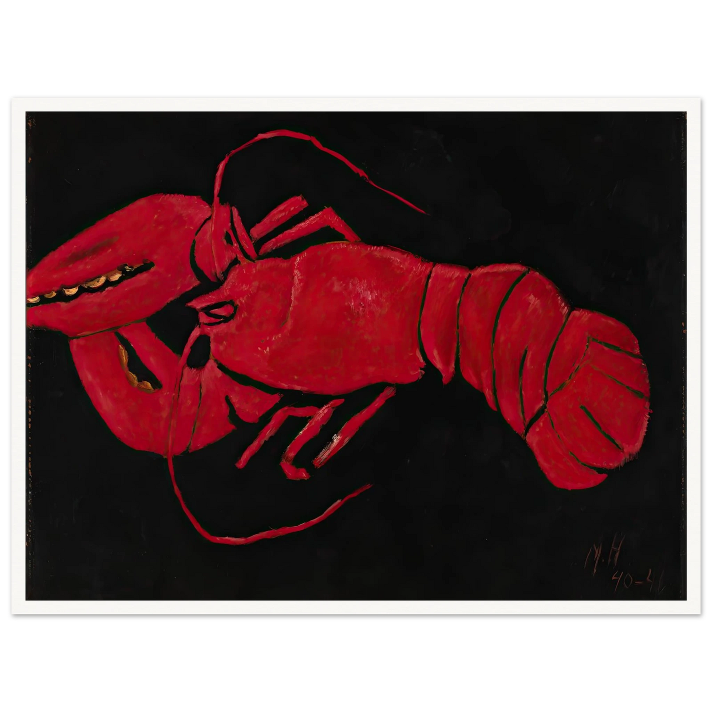 Lobster on Black Background (1940-1941) Art Print | Marsden Hartley - Framed Poster - 30x40 cm / 12x16″ - Black frame