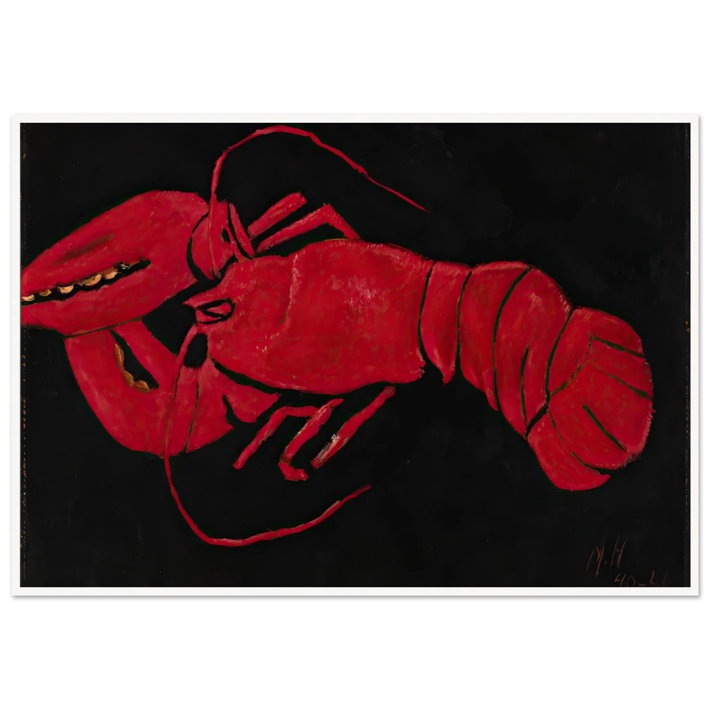 Lobster on Black Background (1940-1941) Art Print | Marsden Hartley - Framed Poster - 30x40 cm / 12x16″ - Black frame