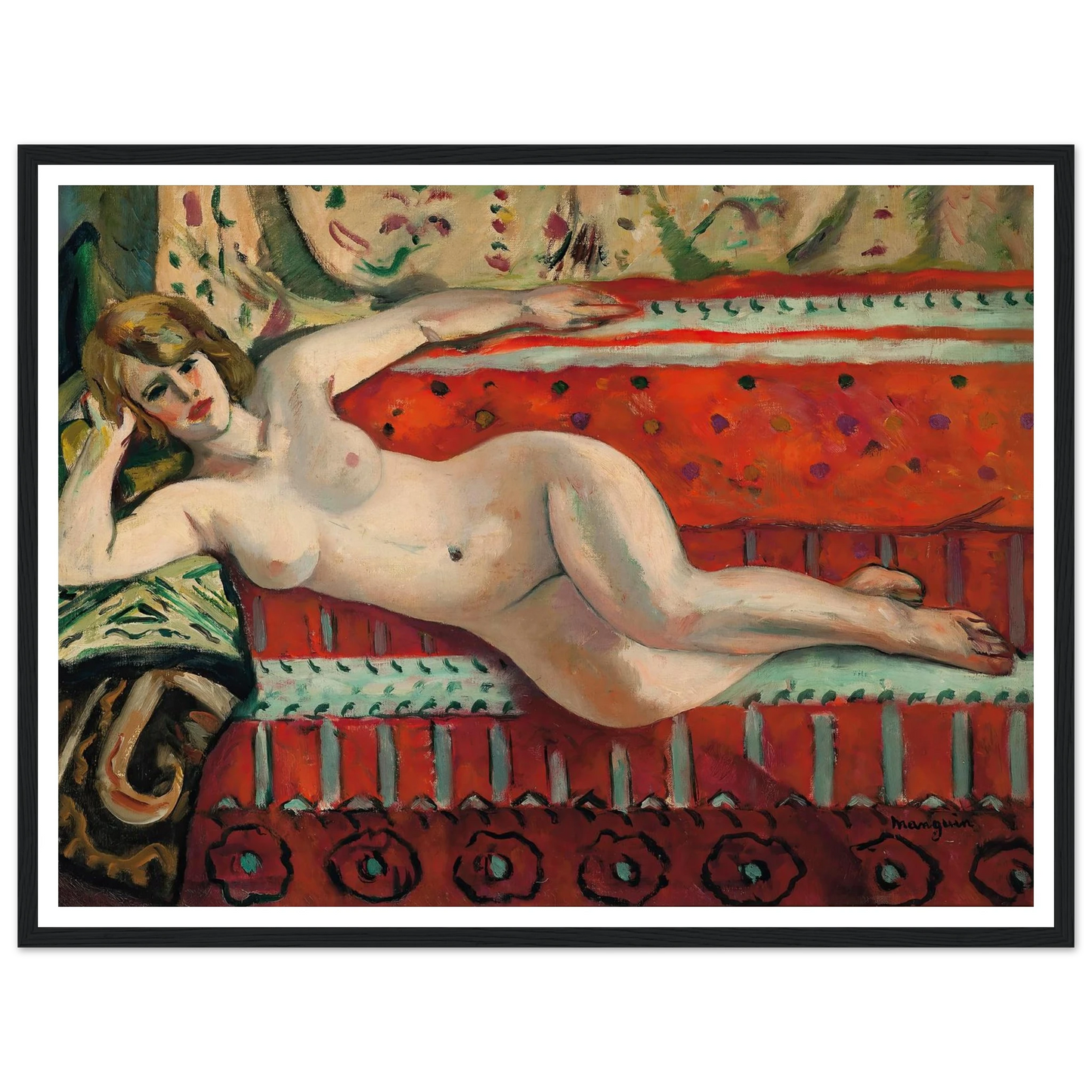 L’Odalisque, Grenouillette (1922) Art Print | Henri Manguin - Framed Poster - 30x40 cm / 12x16″ - Black frame