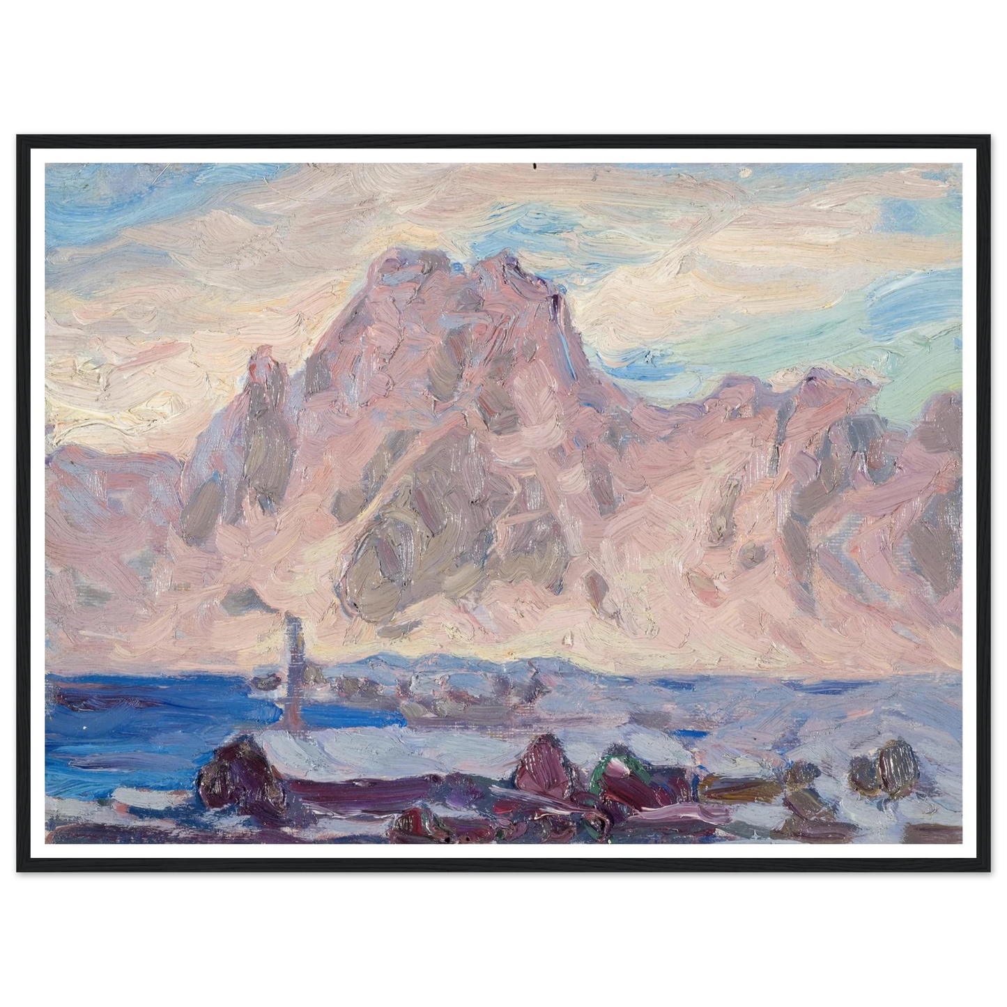 Lofoten in Violet. Study (1934) Art Print | Anna Boberg - Framed Poster - 30x40 cm / 12x16″ - Black frame
