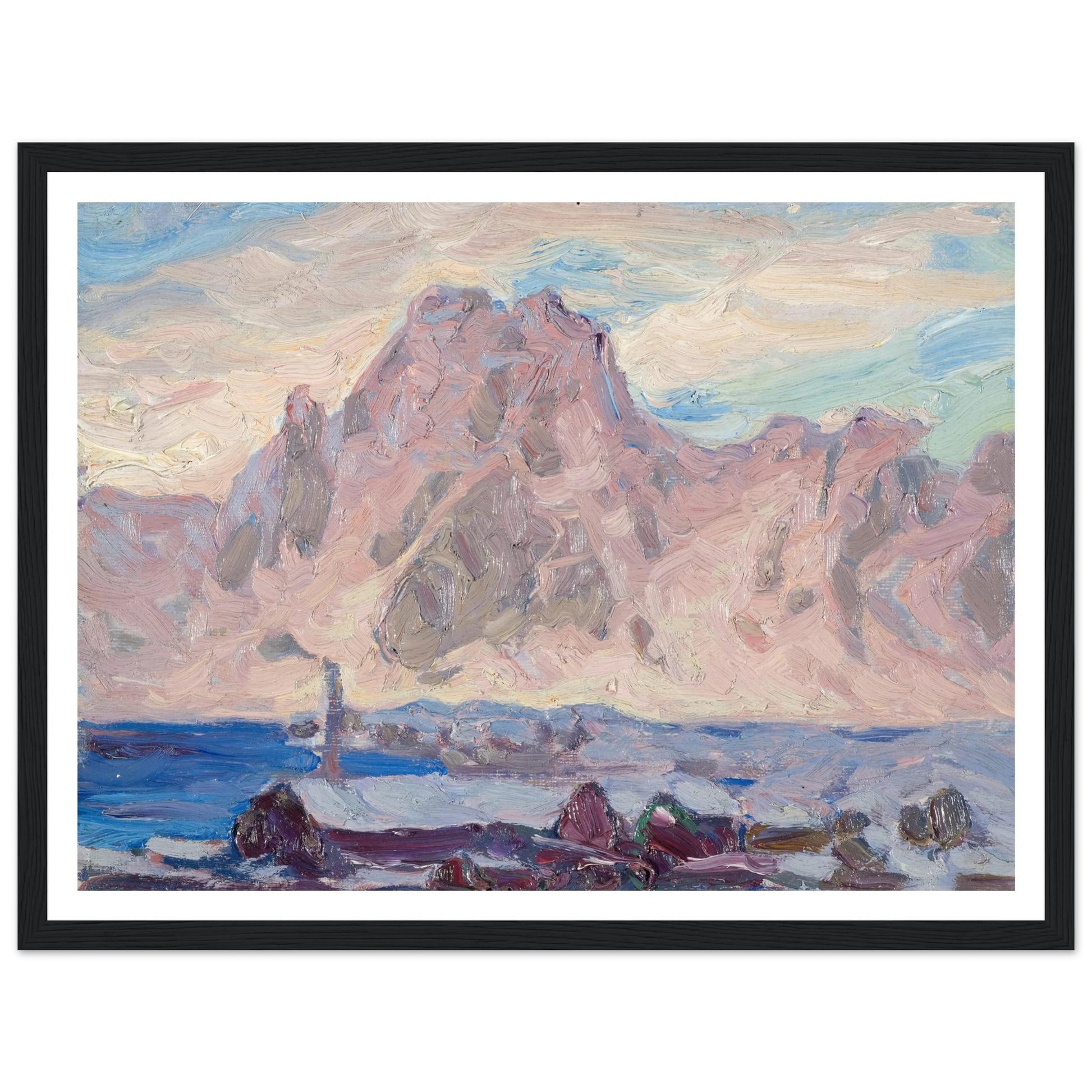 Lofoten in Violet. Study (1934) Art Print | Anna Boberg - Framed Poster - 30x40 cm / 12x16″ - Black frame