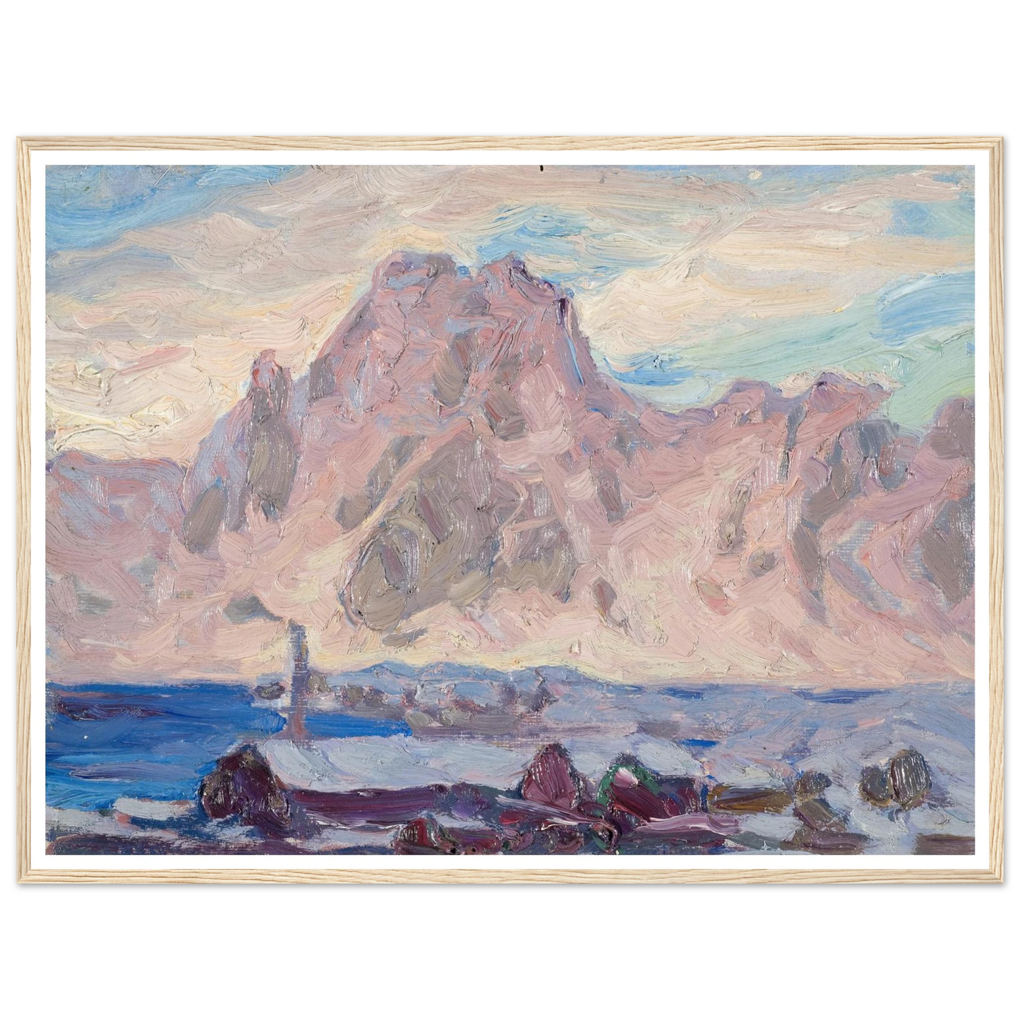 Lofoten in Violet. Study (1934) Art Print | Anna Boberg - Framed Poster - 30x40 cm / 12x16″ - Black frame