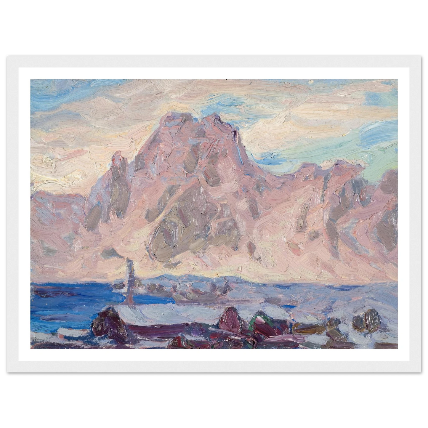 Lofoten in Violet. Study (1934) Art Print | Anna Boberg - Framed Poster - 30x40 cm / 12x16″ - Black frame