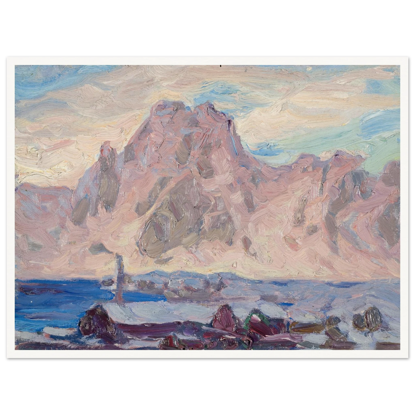 Lofoten in Violet. Study (1934) Art Print | Anna Boberg - Framed Poster - 30x40 cm / 12x16″ - Black frame