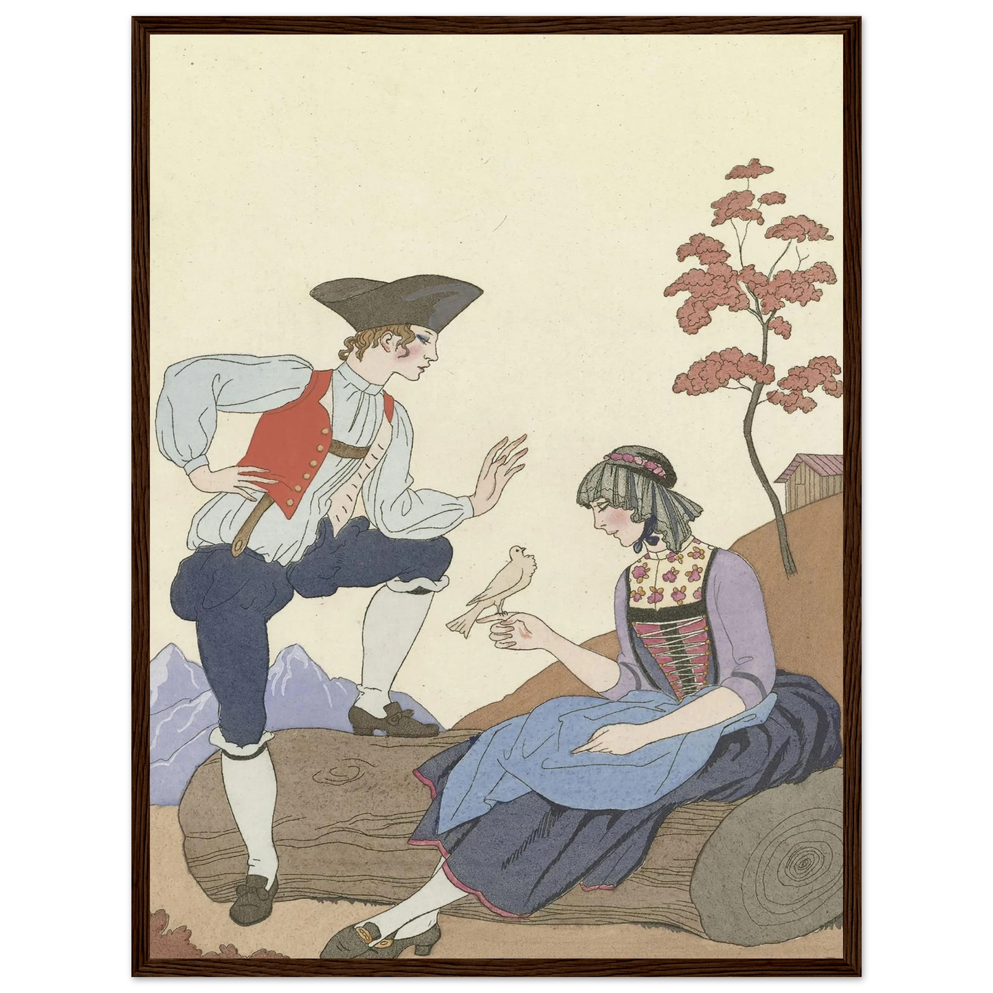 L’Oiseau Cheri (1921) Art Print | George Barbier - Framed Poster - 30x40 cm / 12x16″ - Black frame