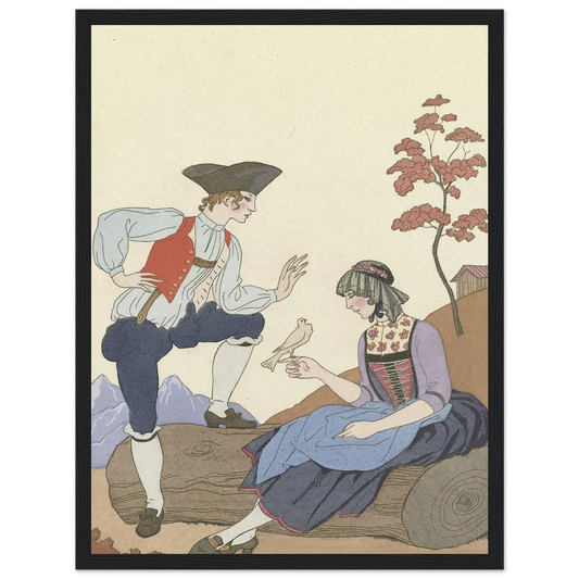 L’Oiseau Cheri (1921) Art Print | George Barbier - Framed Poster - 30x40 cm / 12x16″ - Black frame
