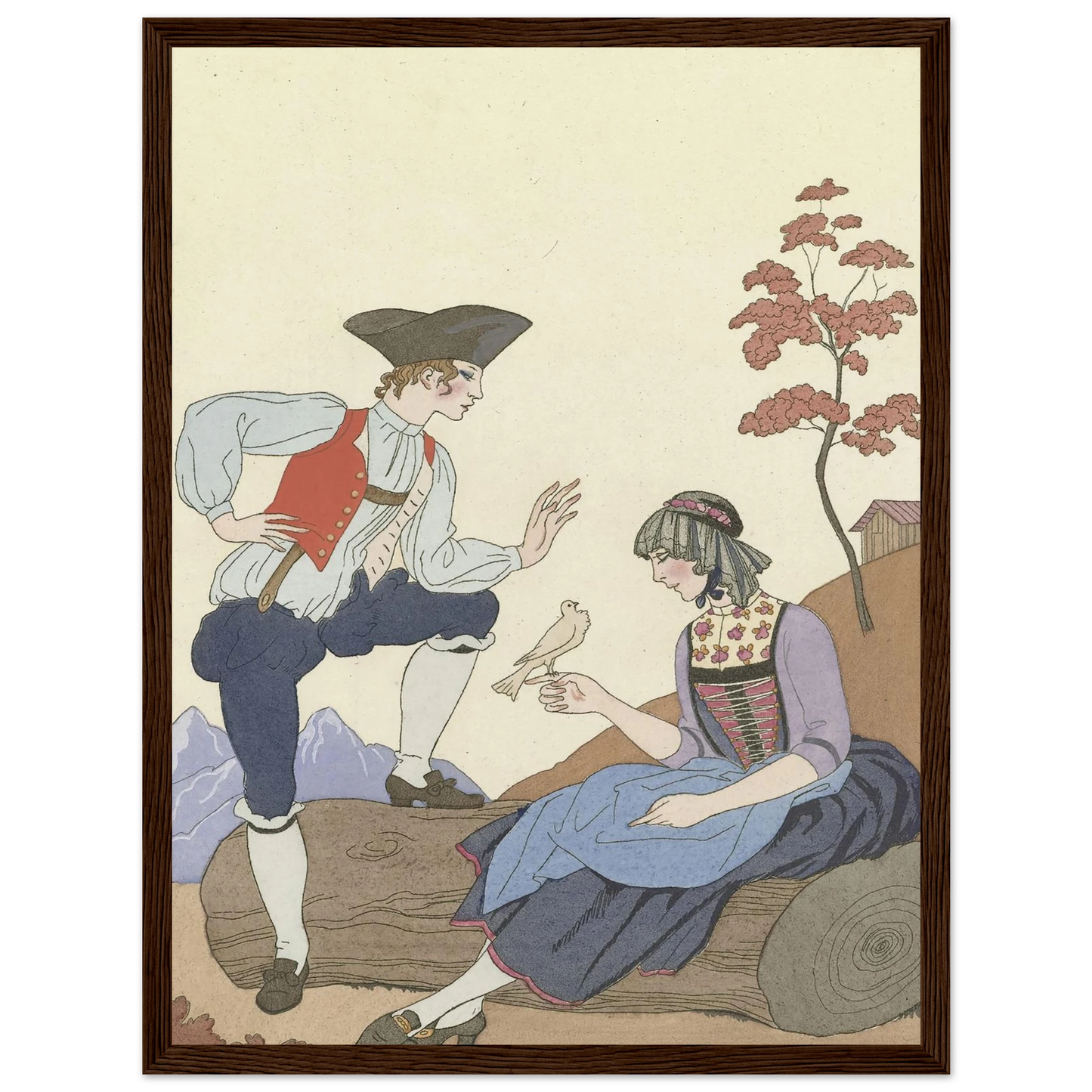 L’Oiseau Cheri (1921) Art Print | George Barbier - Framed Poster - 30x40 cm / 12x16″ - Black frame