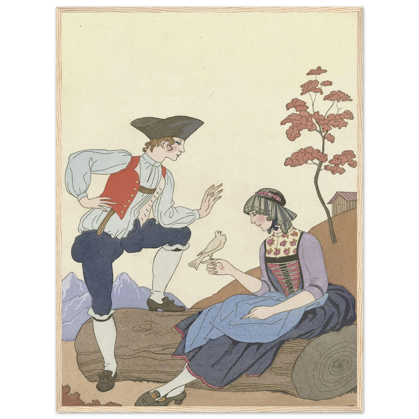 L’Oiseau Cheri (1921) Art Print | George Barbier - Framed Poster - 30x40 cm / 12x16″ - Black frame
