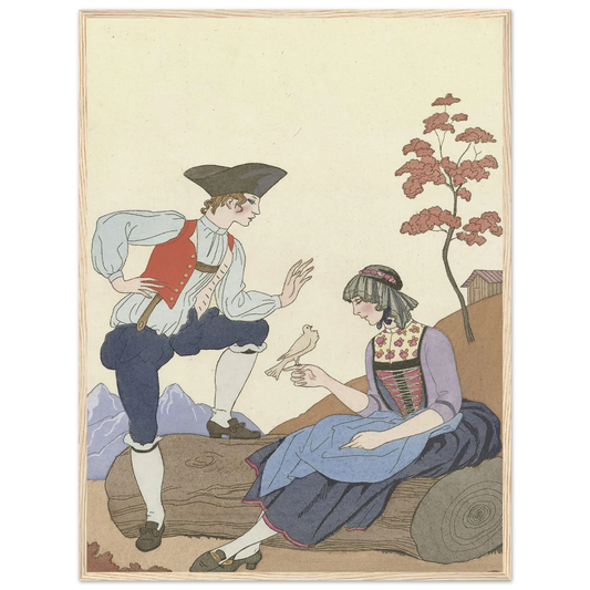 L’Oiseau Cheri (1921) Art Print | George Barbier - Framed Poster - 30x40 cm / 12x16″ - Black frame