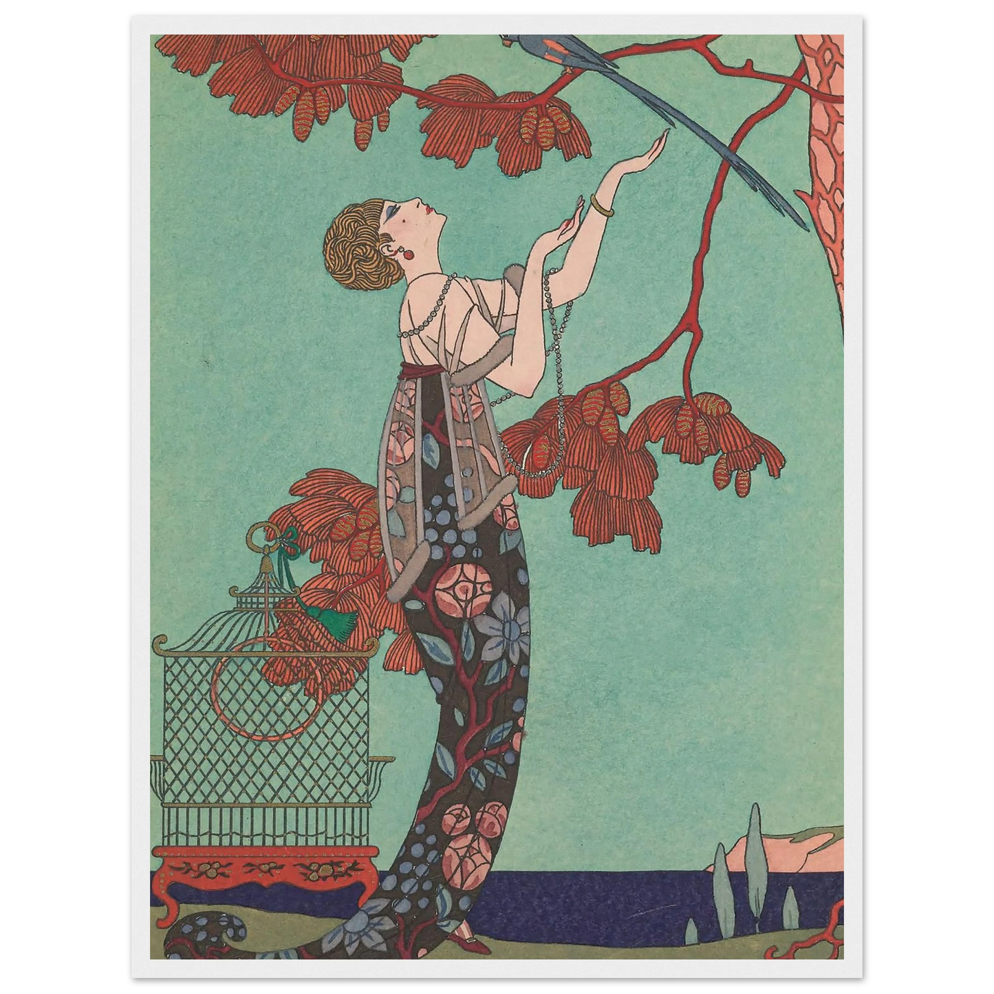L’Oiseau Volage (1914) Art Print | George Barbier - Framed Poster - 30x40 cm / 12x16″ - Black frame