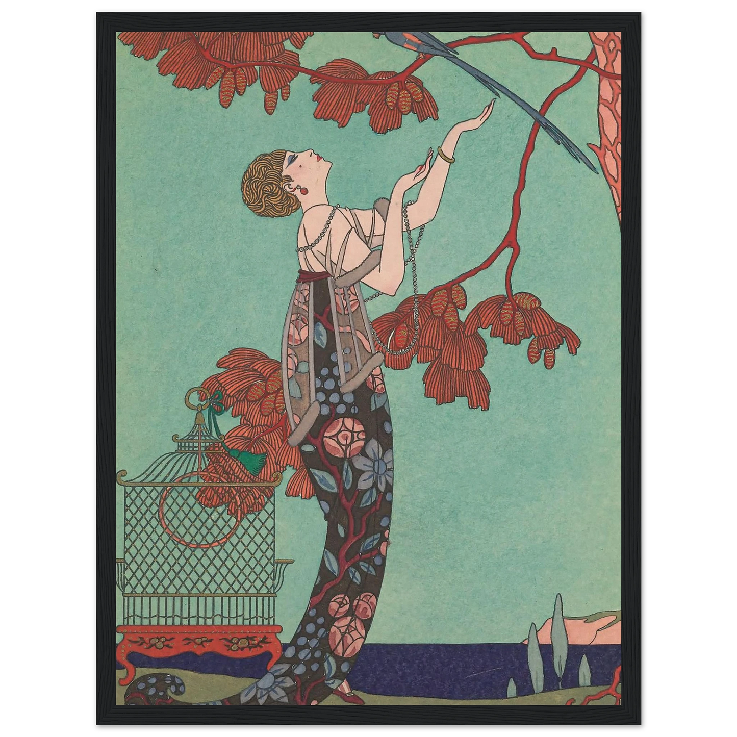 L’Oiseau Volage (1914) Art Print | George Barbier - Framed Poster - 30x40 cm / 12x16″ - Black frame
