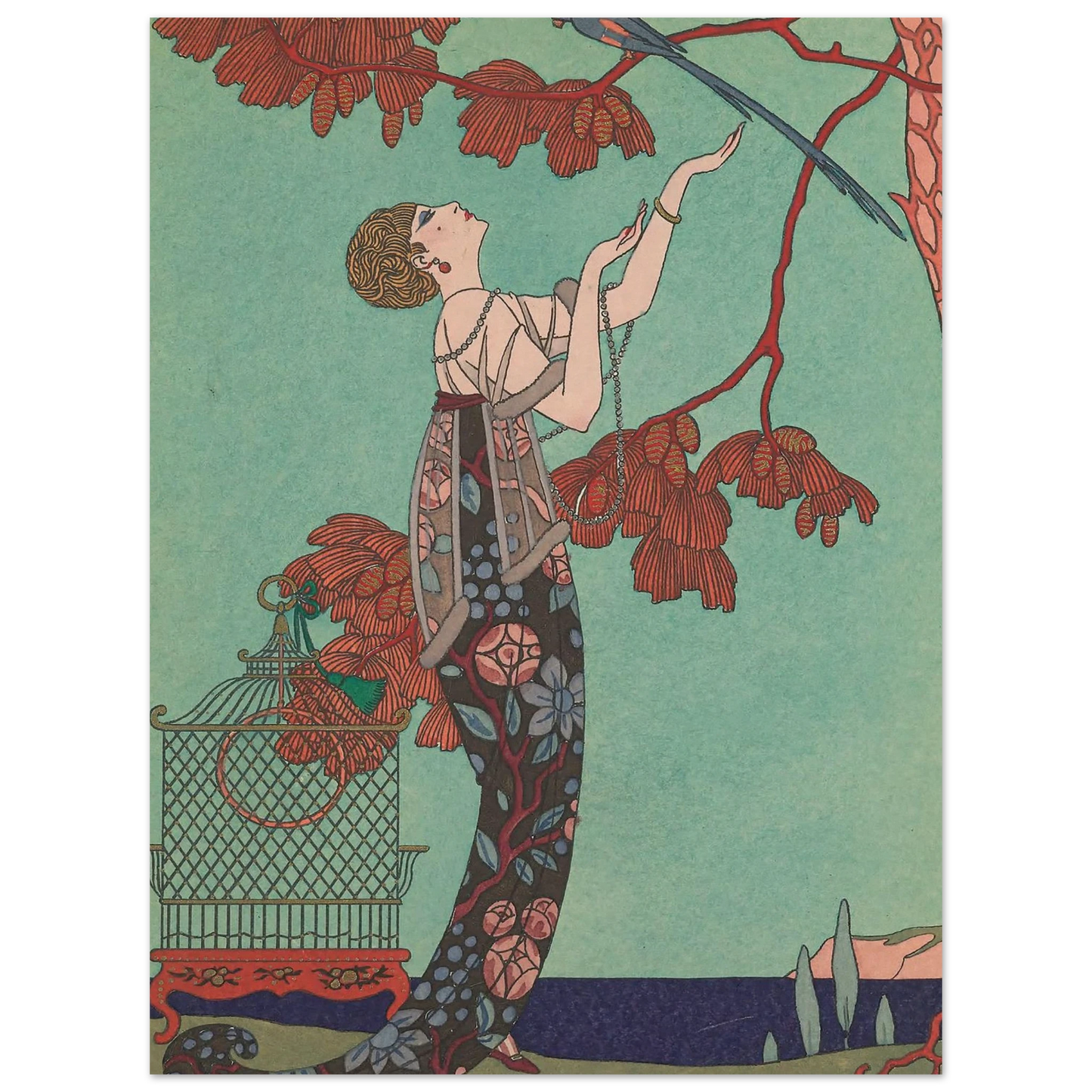 L’Oiseau Volage (1914) Art Print | George Barbier - Framed Poster - 30x40 cm / 12x16″ - Black frame