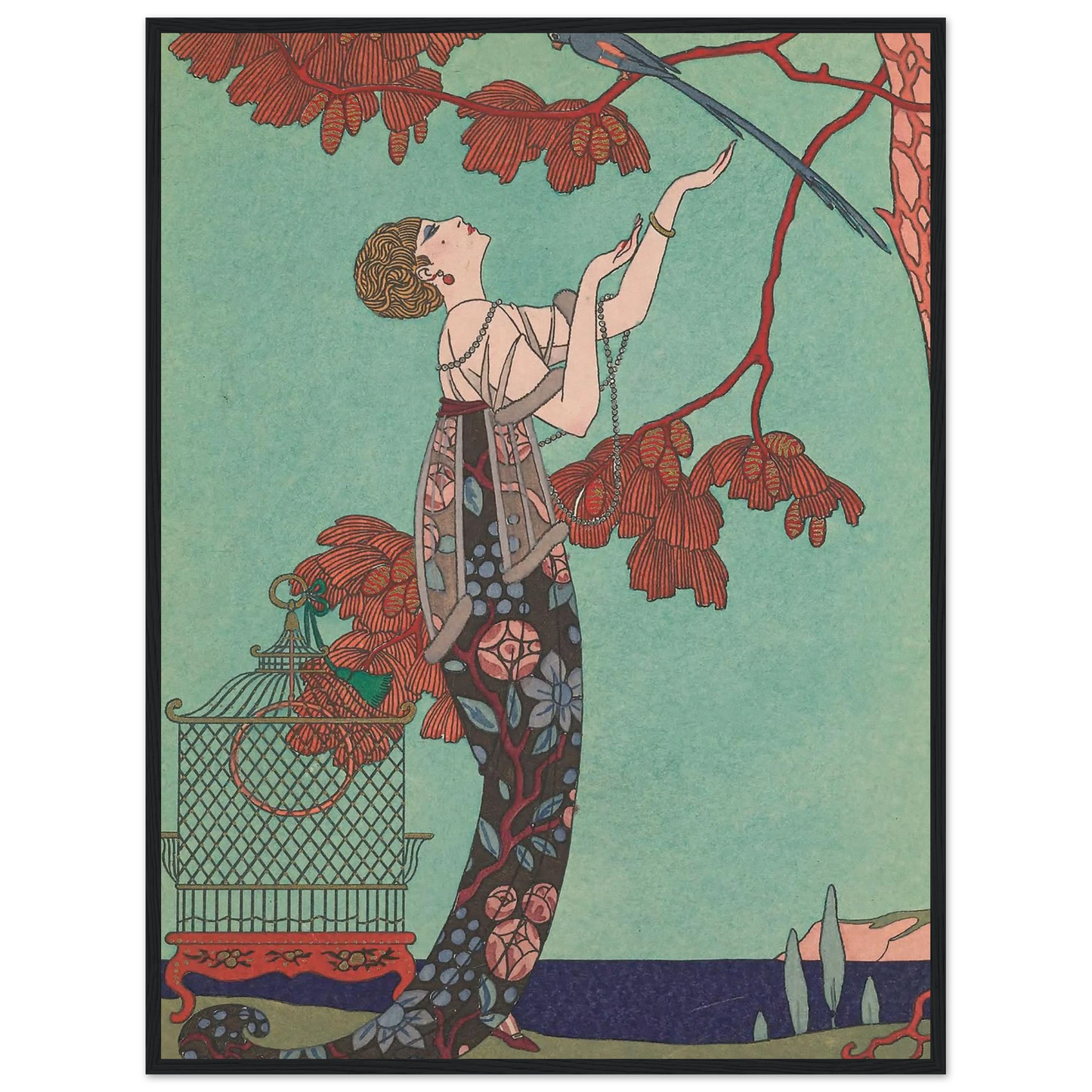 L’Oiseau Volage (1914) Art Print | George Barbier - Framed Poster - 30x40 cm / 12x16″ - Black frame