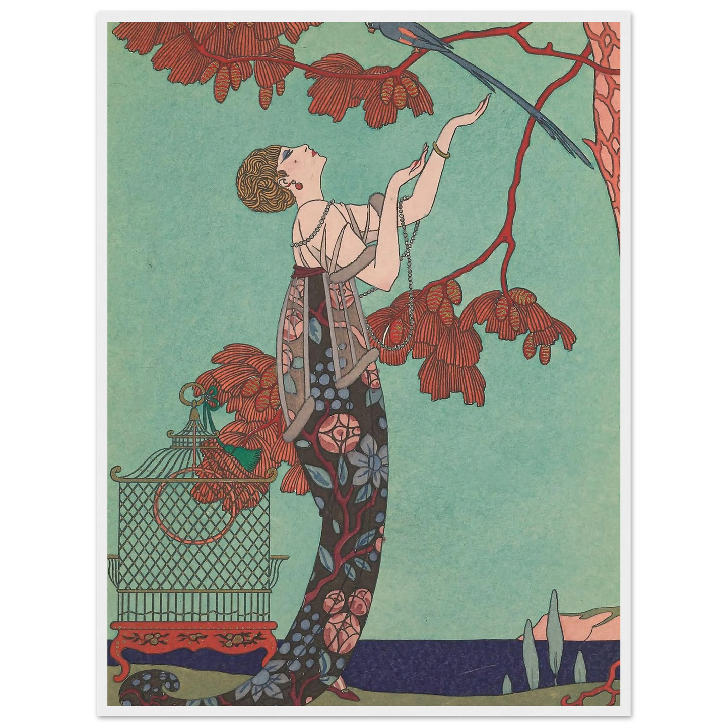 L’Oiseau Volage (1914) Art Print | George Barbier - Framed Poster - 30x40 cm / 12x16″ - Black frame