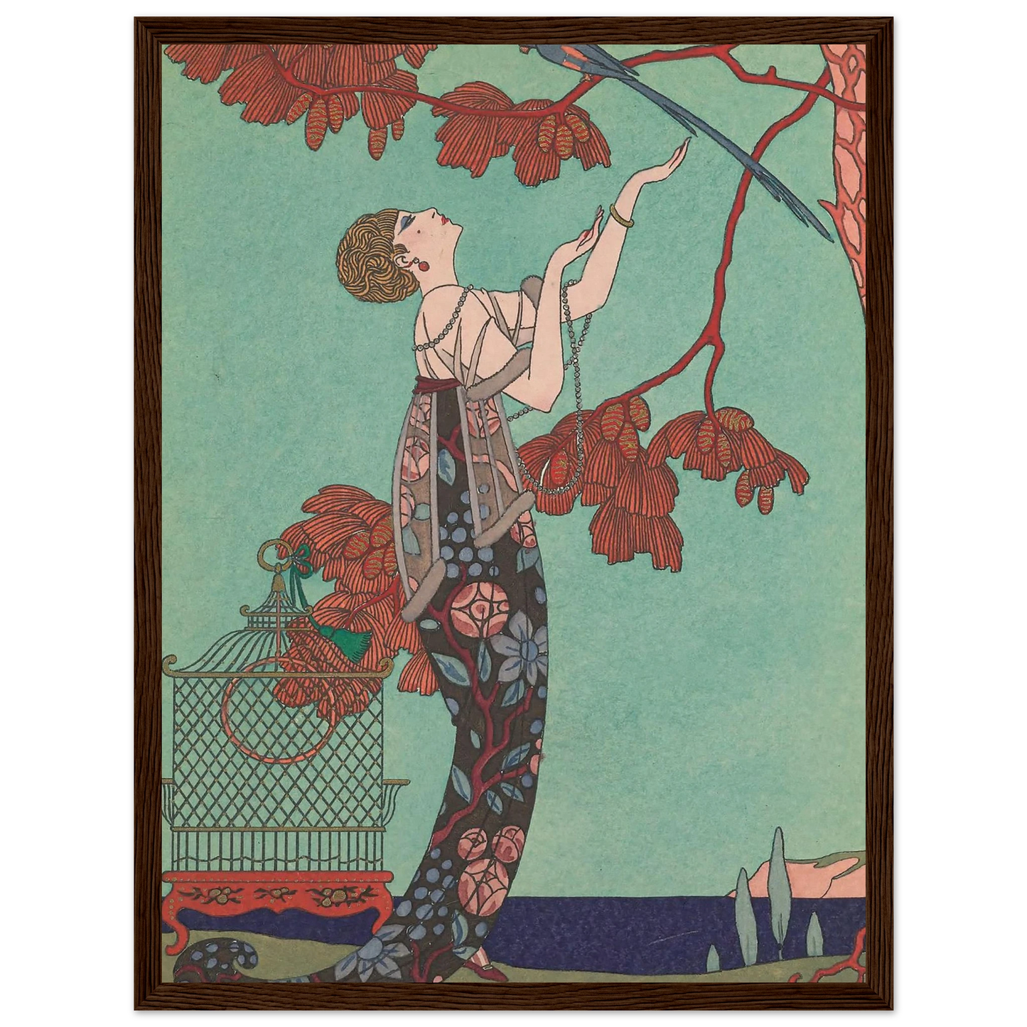 L’Oiseau Volage (1914) Art Print | George Barbier - Framed Poster - 30x40 cm / 12x16″ - Black frame