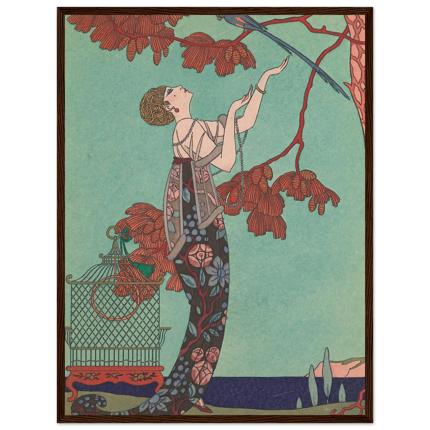 L’Oiseau Volage (1914) Art Print | George Barbier - Framed Poster - 30x40 cm / 12x16″ - Black frame