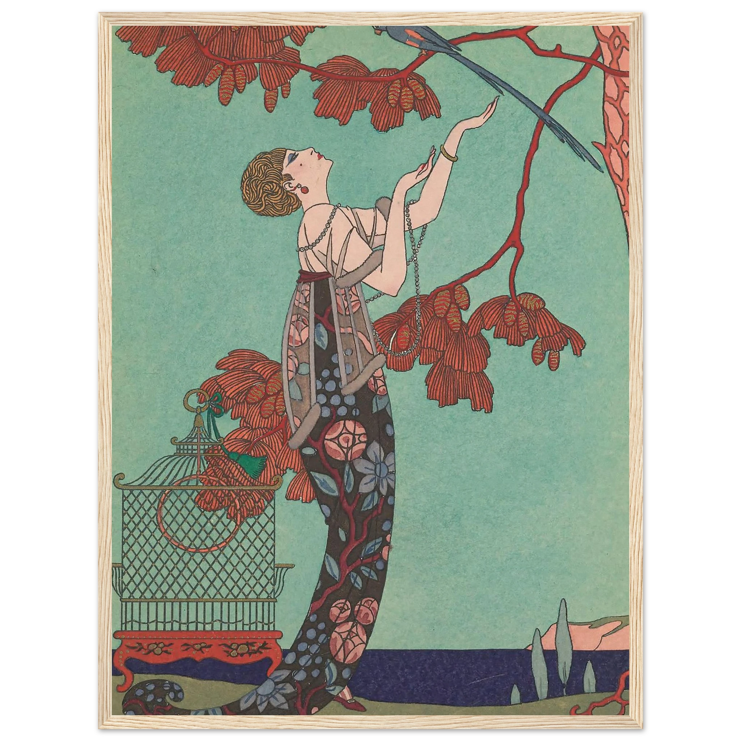 L’Oiseau Volage (1914) Art Print | George Barbier - Framed Poster - 30x40 cm / 12x16″ - Black frame