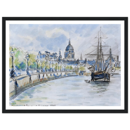 London, St. Paul’s Cathedral (1890) Art Print | Camille Pissarro - Framed Poster - 30x40 cm / 12x16″ - Black frame