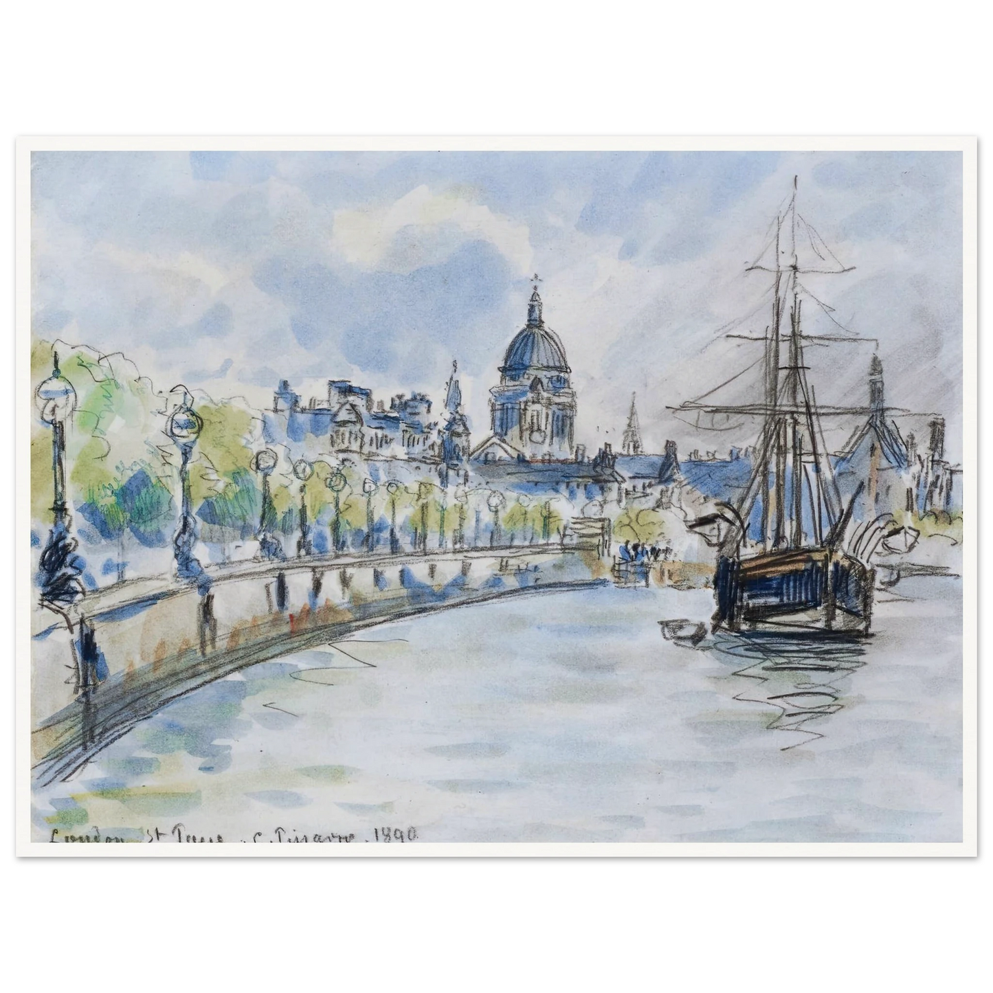 London, St. Paul’s Cathedral (1890) Art Print | Camille Pissarro - Framed Poster - 30x40 cm / 12x16″ - Black frame